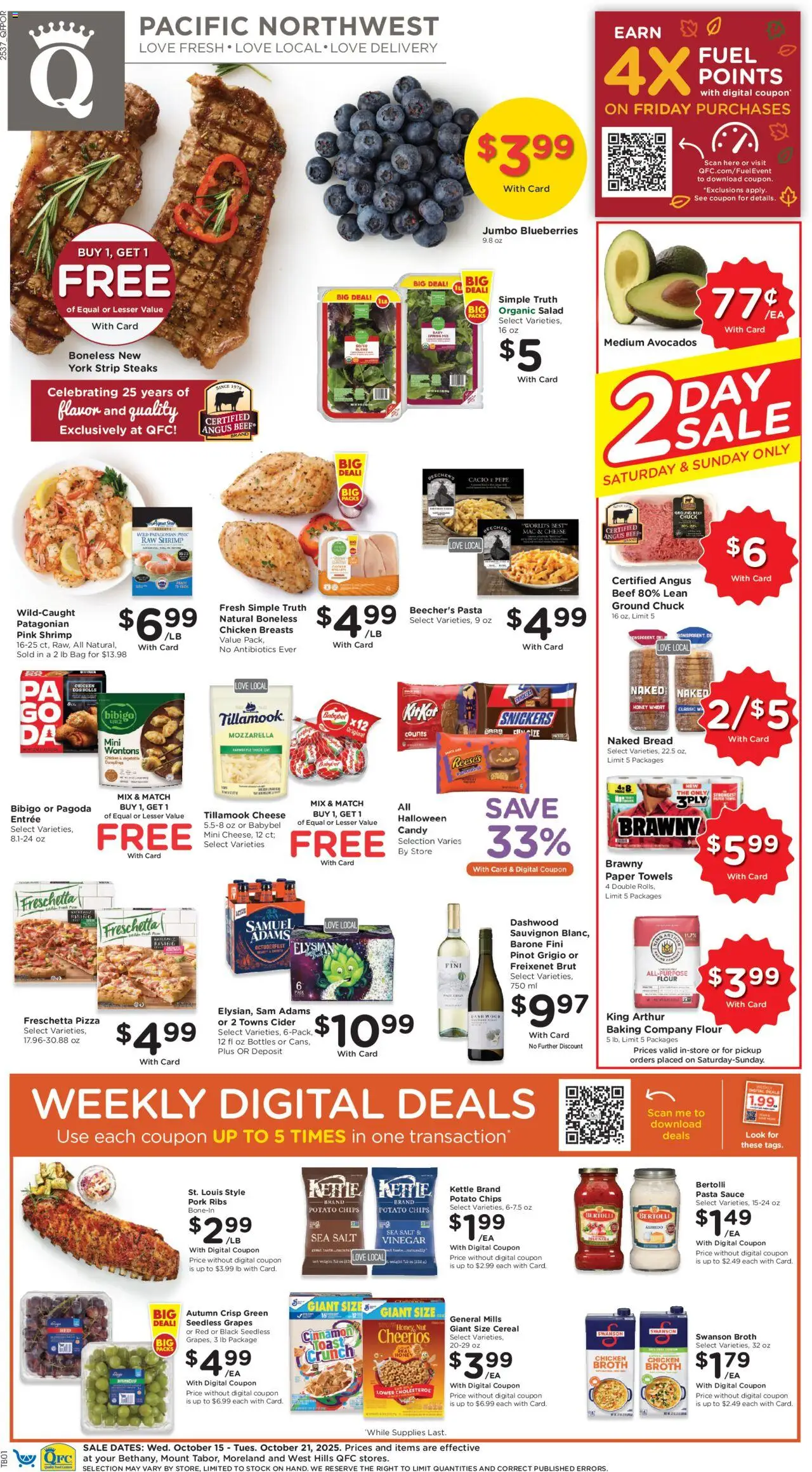 QFC Weekly Ad - OR - valid from 15.10.2025 | Page: 1 | Products: Vinegar, Cider, Pasta, Kettle