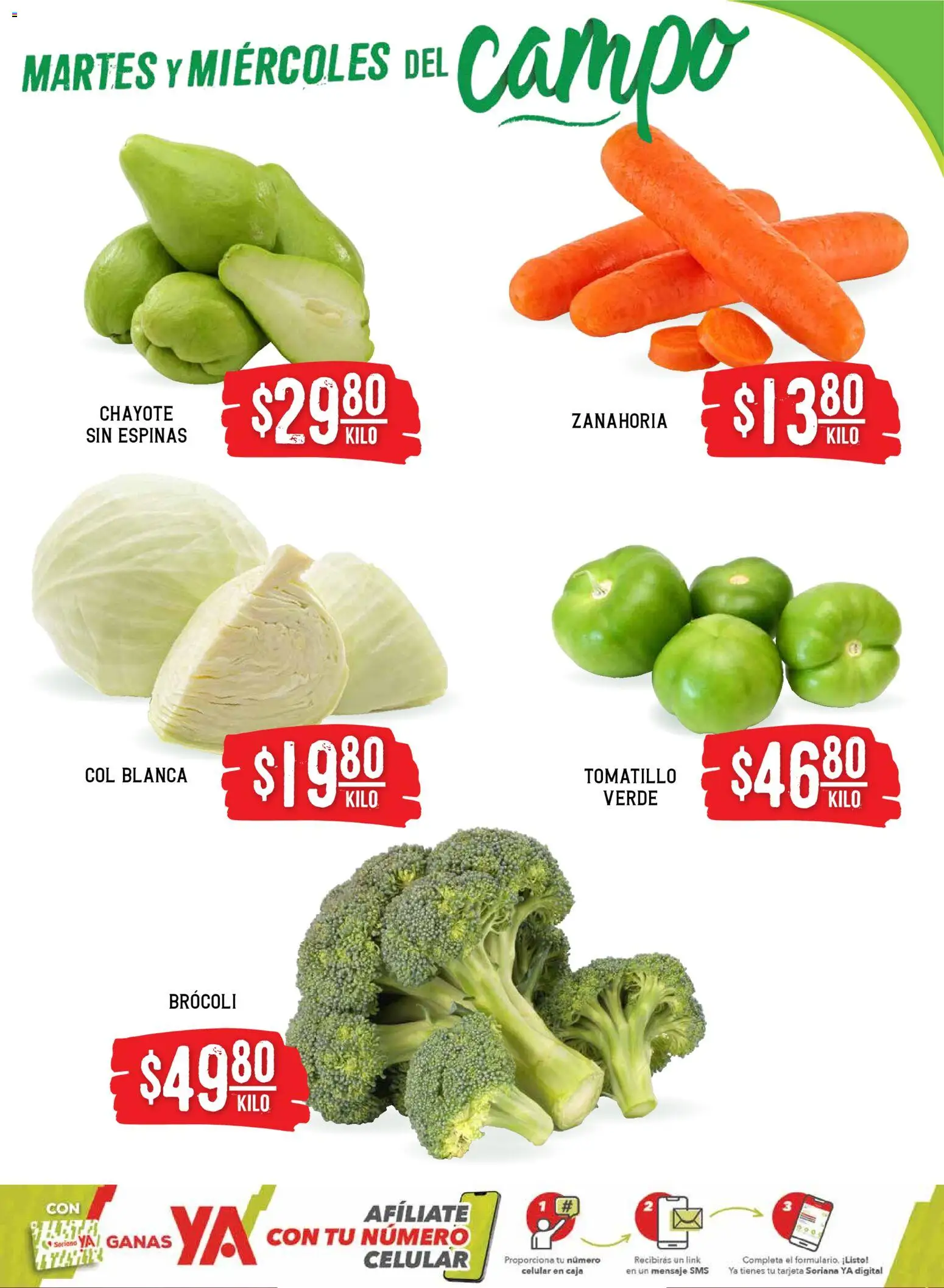 Nuevas ofertas de Soriana válidas en toda la República Mexicana desde el 10.12.2025. ¡Encuentra las mejores ofertas en Soriana - Martes y Miércoles del Campo Híper: Tamaulipas (excepto Cd. Victoria y Tampico)! | Página: 3 | Productos: Brocoli, Col, Caja, Zanahoria