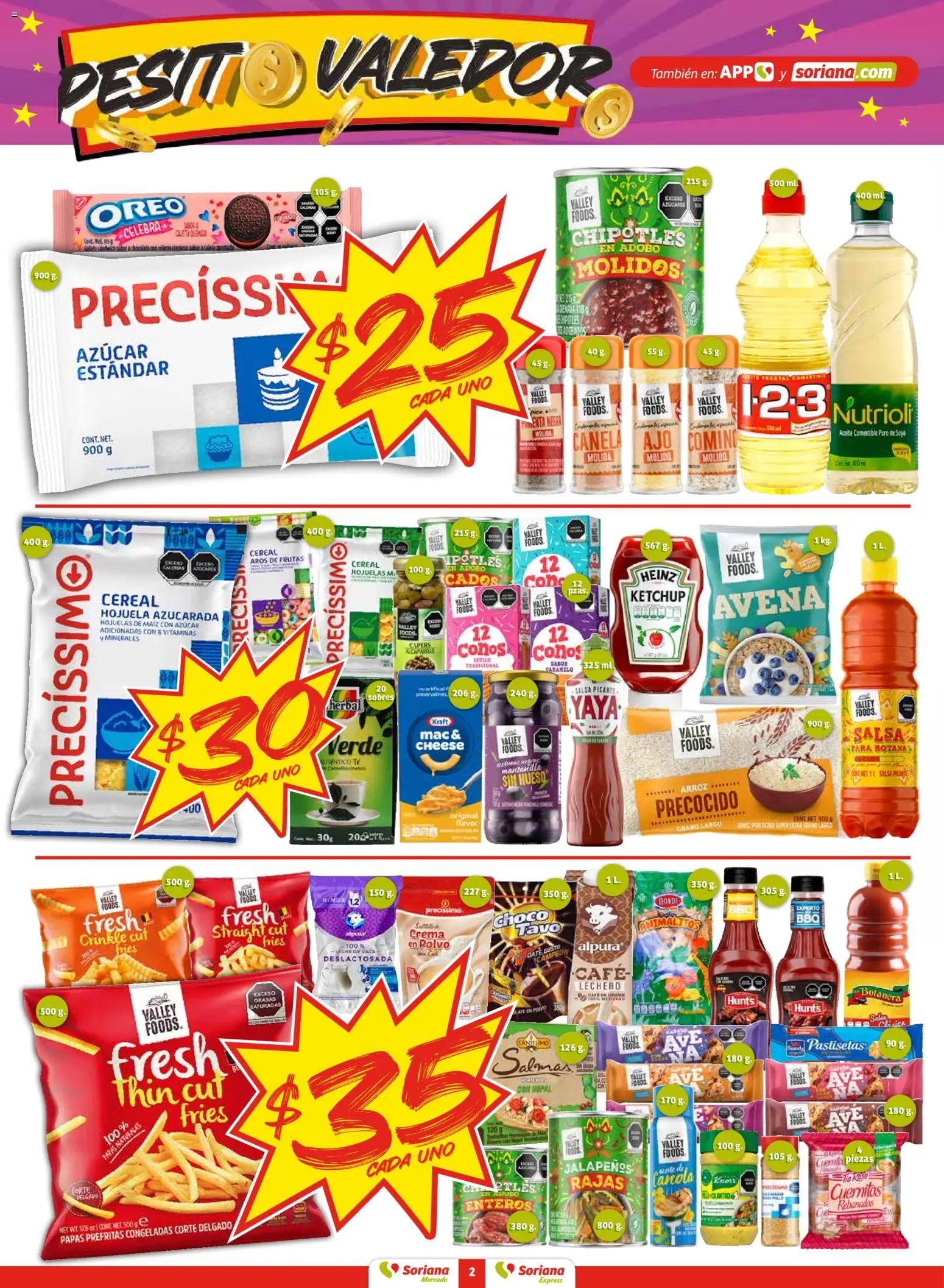 Nuevas ofertas de Soriana válidas en toda la República Mexicana desde el 02.01.2026. ¡Encuentra las mejores ofertas en Soriana - Pesito Valedor Mercado: Edo Mex, Valle De México, Gro, Hgo, Mor, Pue, Qto, Tlax, Ver! | Página: 2 | Productos: Avena, Aceite, Té, Polvo