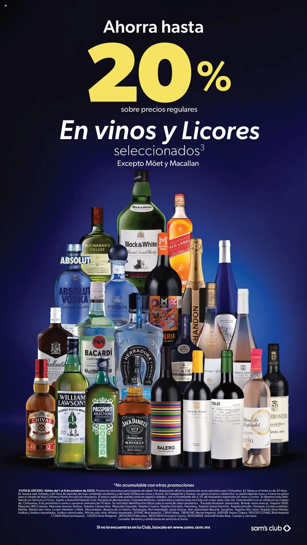 Nuevas ofertas de Sam's Club válidas en toda la República Mexicana desde el 01.10.2025. ¡Encuentra las mejores ofertas en Sam's Club - Catálogo Plus Fest Nacional! | Página: 2 | Productos: Whiskey, Tequila, Vodka, Sobre