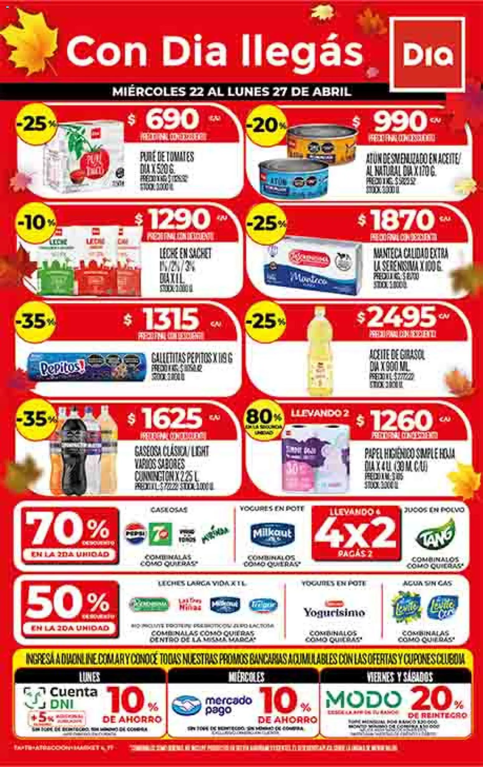 Supermercado DIA Ofertas │ válido desde el 22.04.2026 | Página: 1 | Productos: Papel higiénico, Aceite, Gaseosa, Manteca