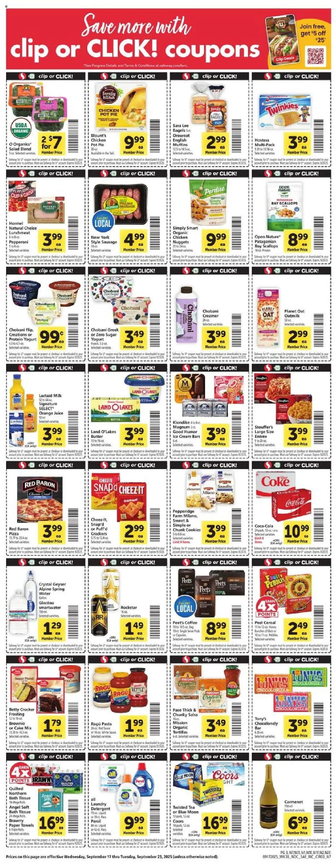 Safeway Weekly Ad - valid from 17.09.2025 | Page: 3 | Products: Coffee, Pasta, Bag, Kettle