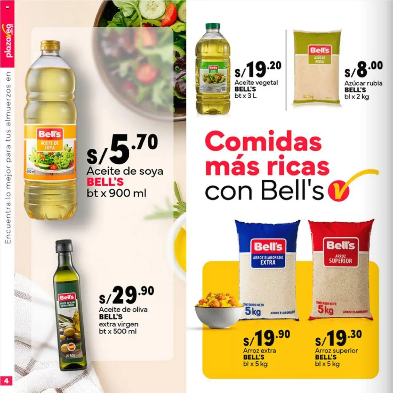 Catálogo Plaza Vea válido desde 20.10.2025 | Página: 4 | Productos: Aceite, Arroz, Aceite de oliva