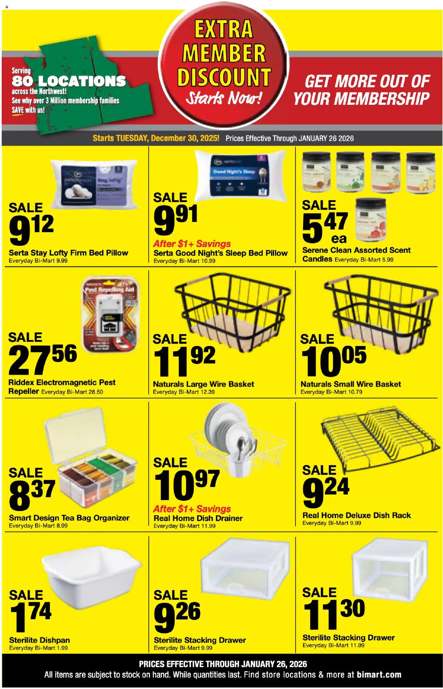 Bi-Mart Extra Savings - valid from 30.12.2025 | Page: 4 | Products: Bed, Pillow, Basket, Bag