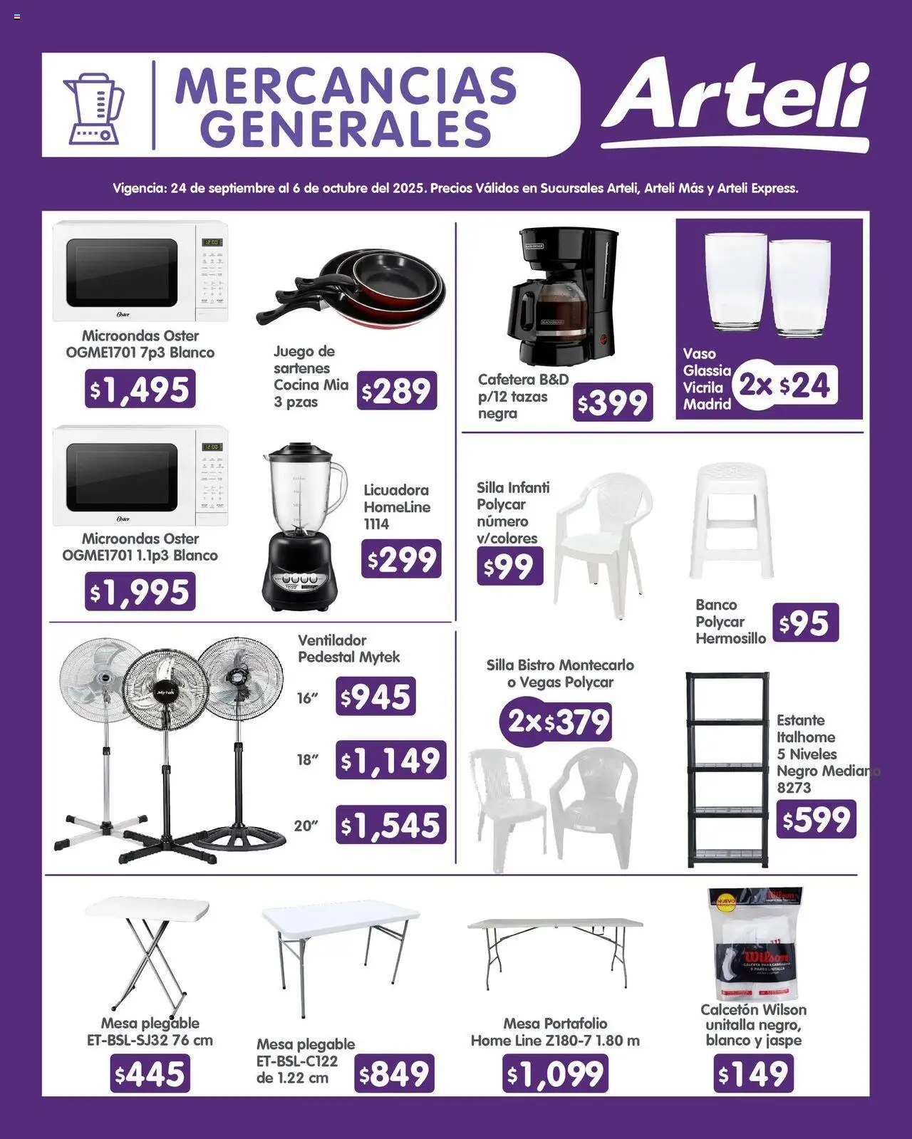 Nuevas ofertas de Arteli válidas en toda la República Mexicana desde el 24.09.2025. ¡Encuentra las mejores ofertas en Arteli - Folleto Quincenal! | Página: 17 | Productos: Juego, Cocina, Banco, Mesa