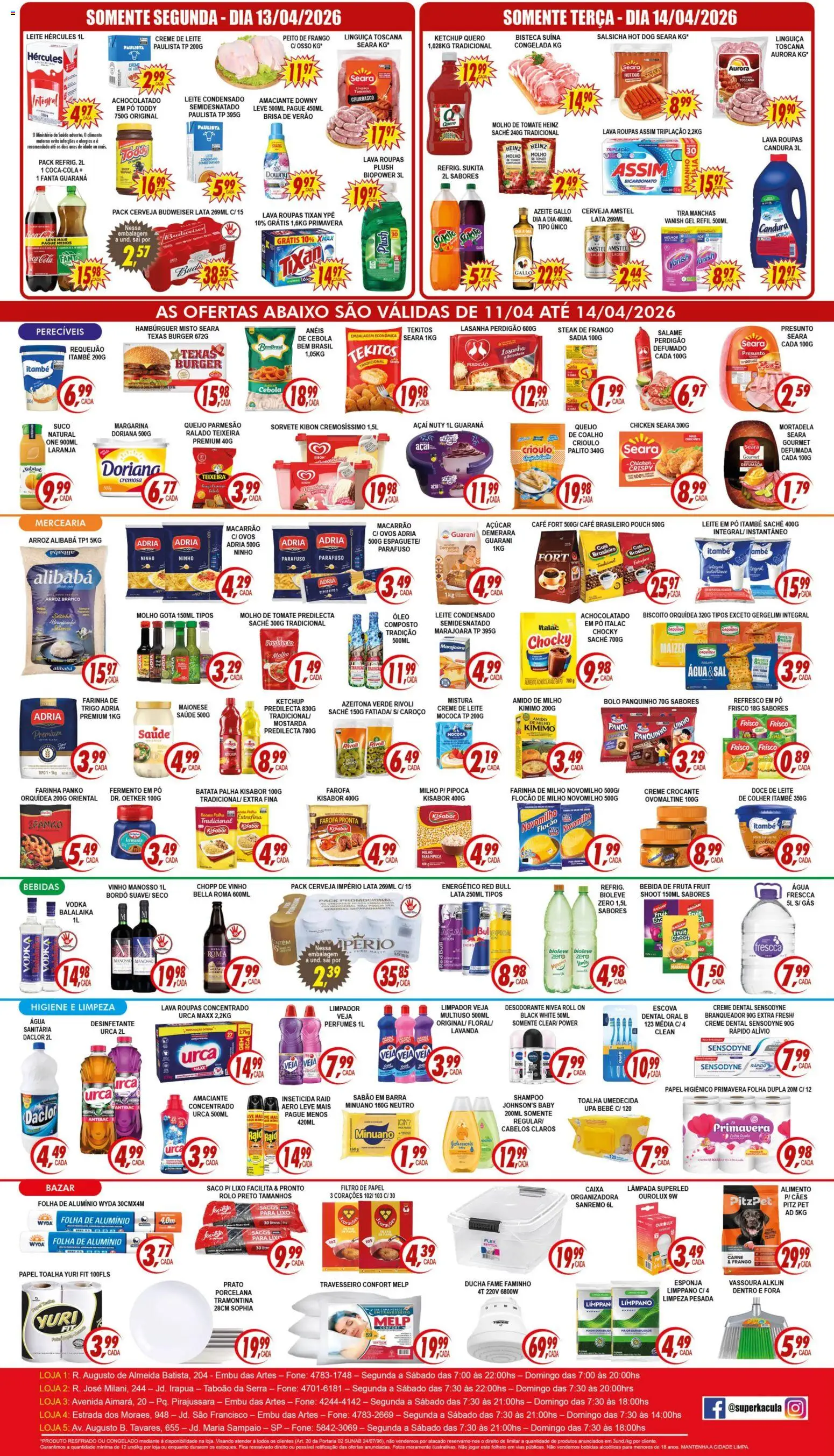 Kaçula Folheto - válido de 11.04.2026 | Página: 2 | Produtos: Lâmpada, Esponja, Suco, Amaciante