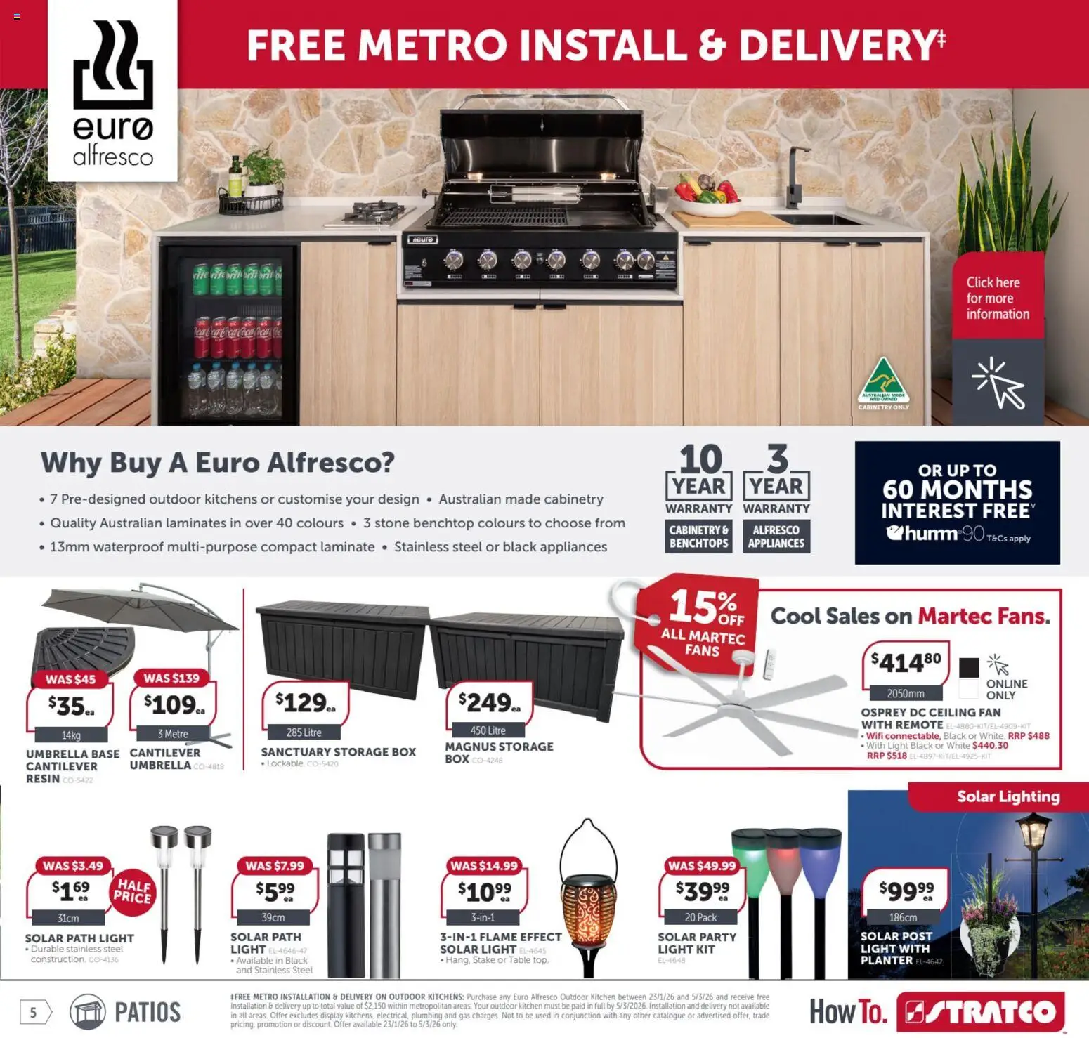 Stratco catalogue - valid from 23.01.2026 | Page: 5 | Products: Table, Box, Umbrella, Fan