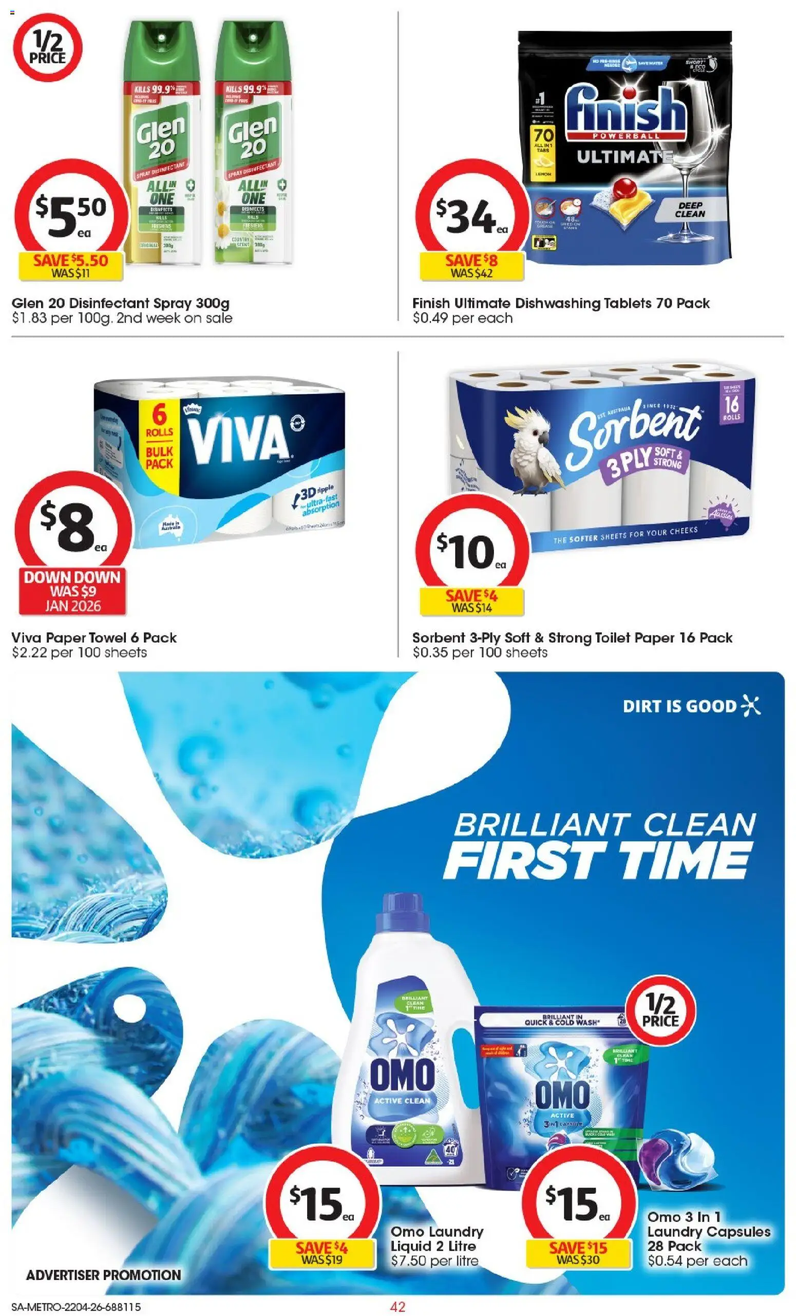 Coles catalogue - valid from 22.04.2026 | Page: 42 | Products: Toilet, Toilet paper, Laundry, Tablets