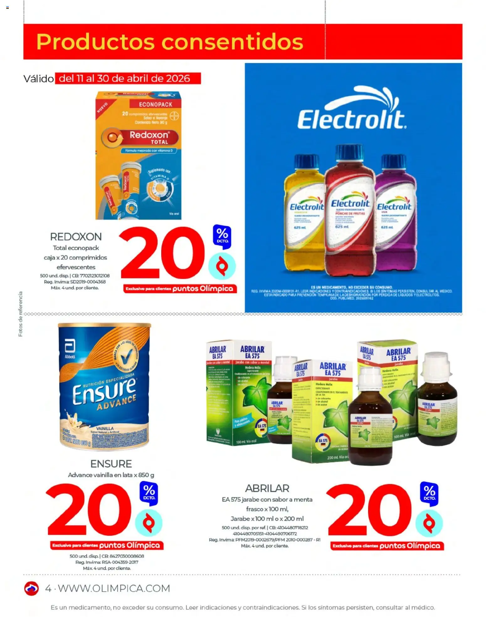 Olímpica revista - valida desde el 01.04.2026 | Página: 4 | Productos: Frasco, Caja