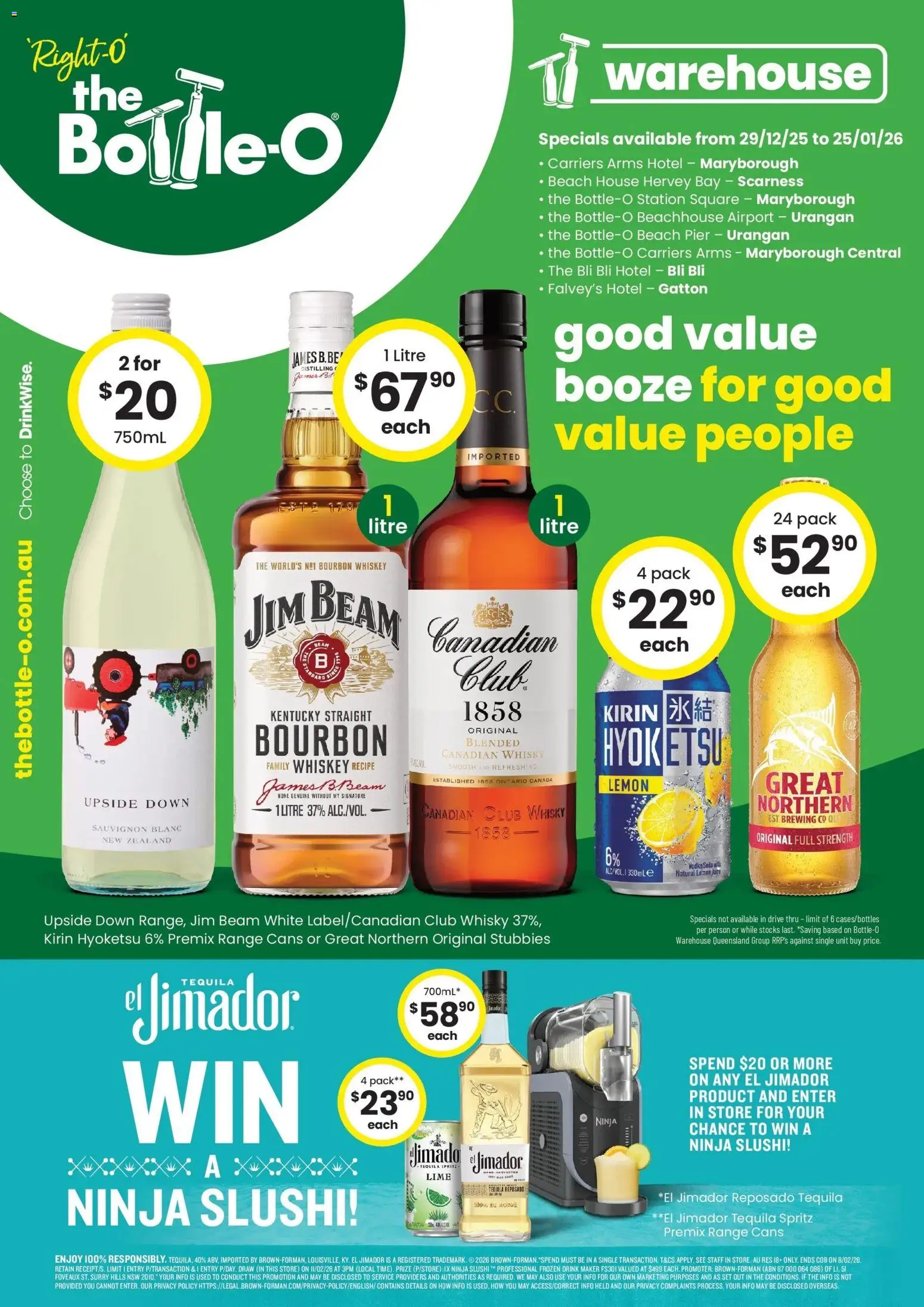 The Bottle-O catalogue - valid from 29.12.2025 | Page: 1 | Products: Bourbon, Vodka, Lemon, Lime