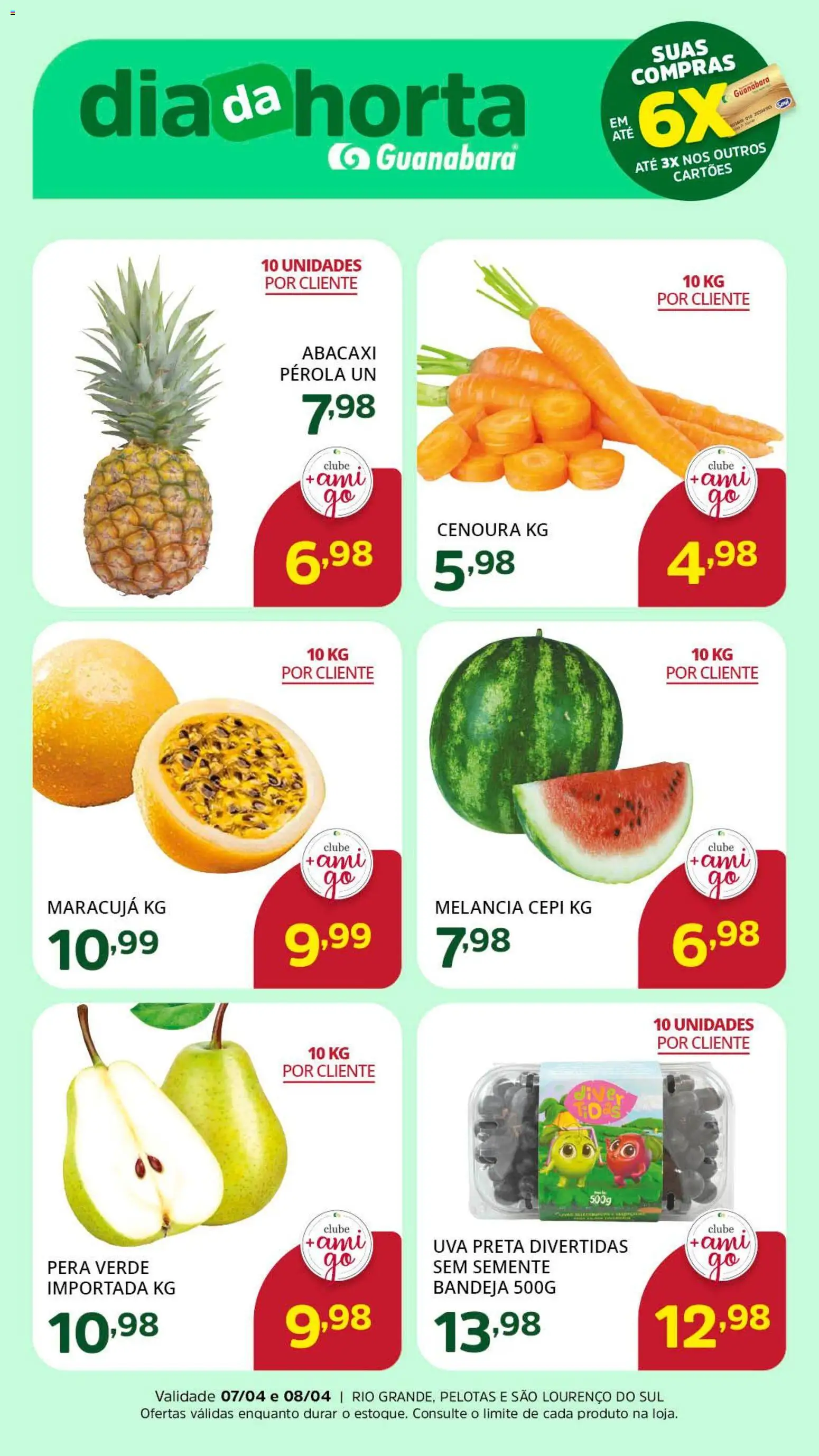 Supermercado Guanabara Folheto - válido de 07.04.2026 | Página: 2 | Produtos: Maracujá, Melancia, Cenoura, Bandeja