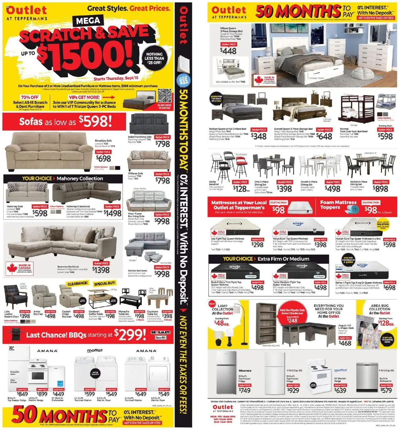 Tepperman's flyer valid from 18.09.2025 | Page: 1 | Products: Mattress, Coffee table, Box, Coffee