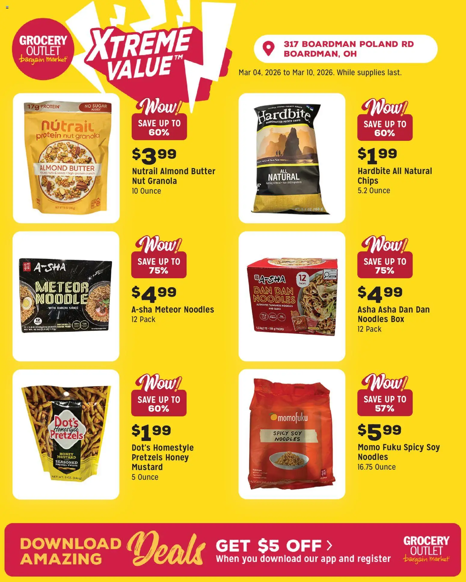 Grocery Outlet Weekly Ad - OH - valid from 04.03.2026 | Page: 6 | Products: Box, Noodles, Chips, Sugar