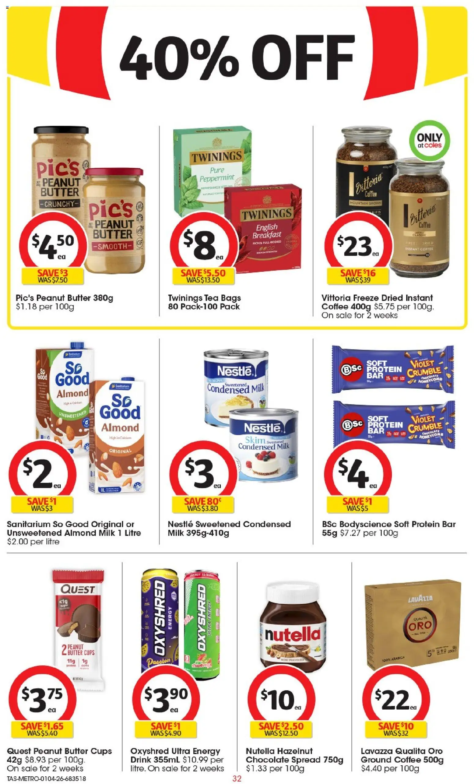 Coles catalogue - valid from 01.04.2026 | Page: 32 | Products: Cups, Milk, Butter, Chocolate