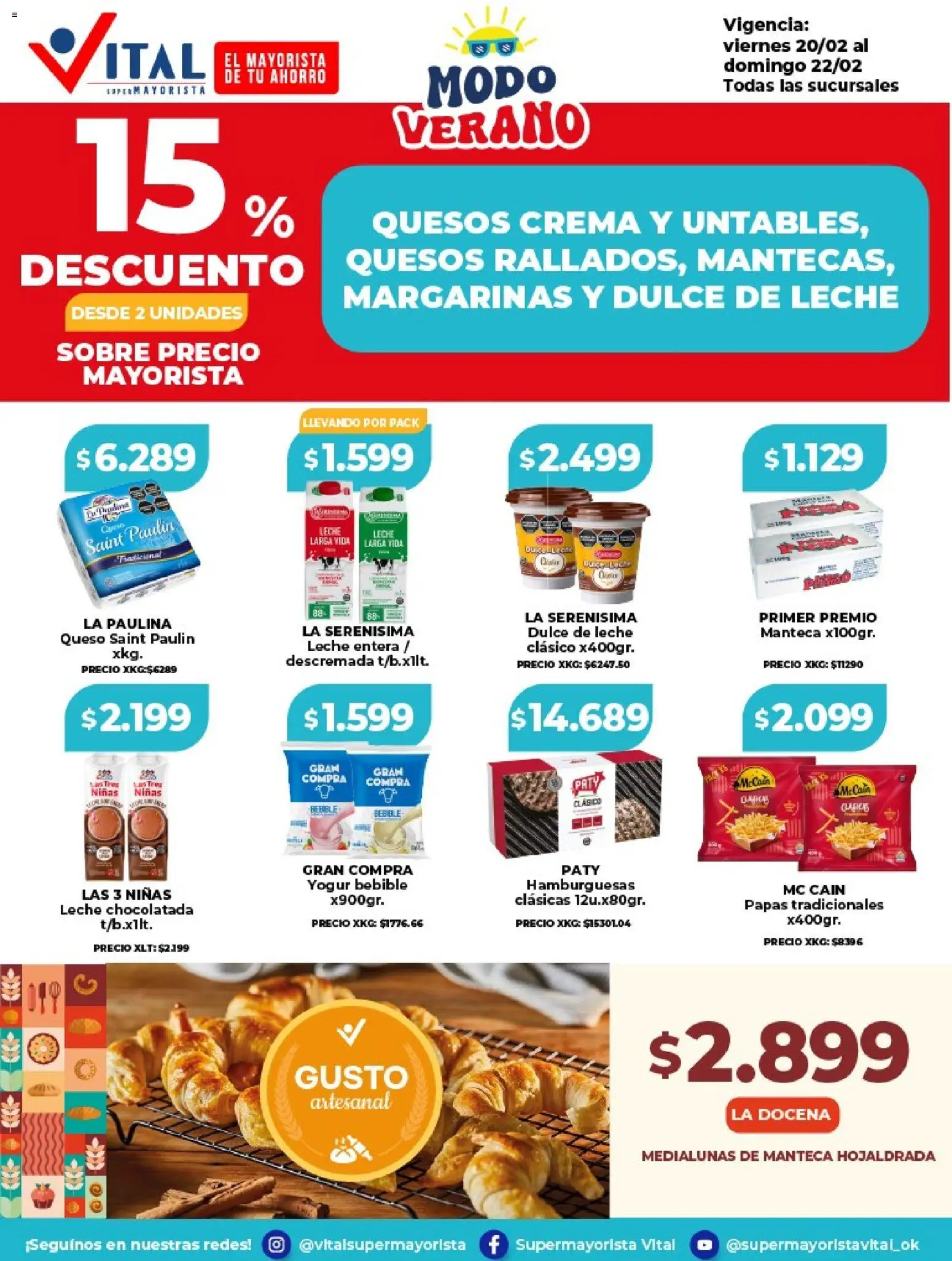 Vital - Ofertas modo verano │ válido desde el 20.02.2026 | Página: 2 | Productos: Dulce de leche, Leche, Queso, Crema