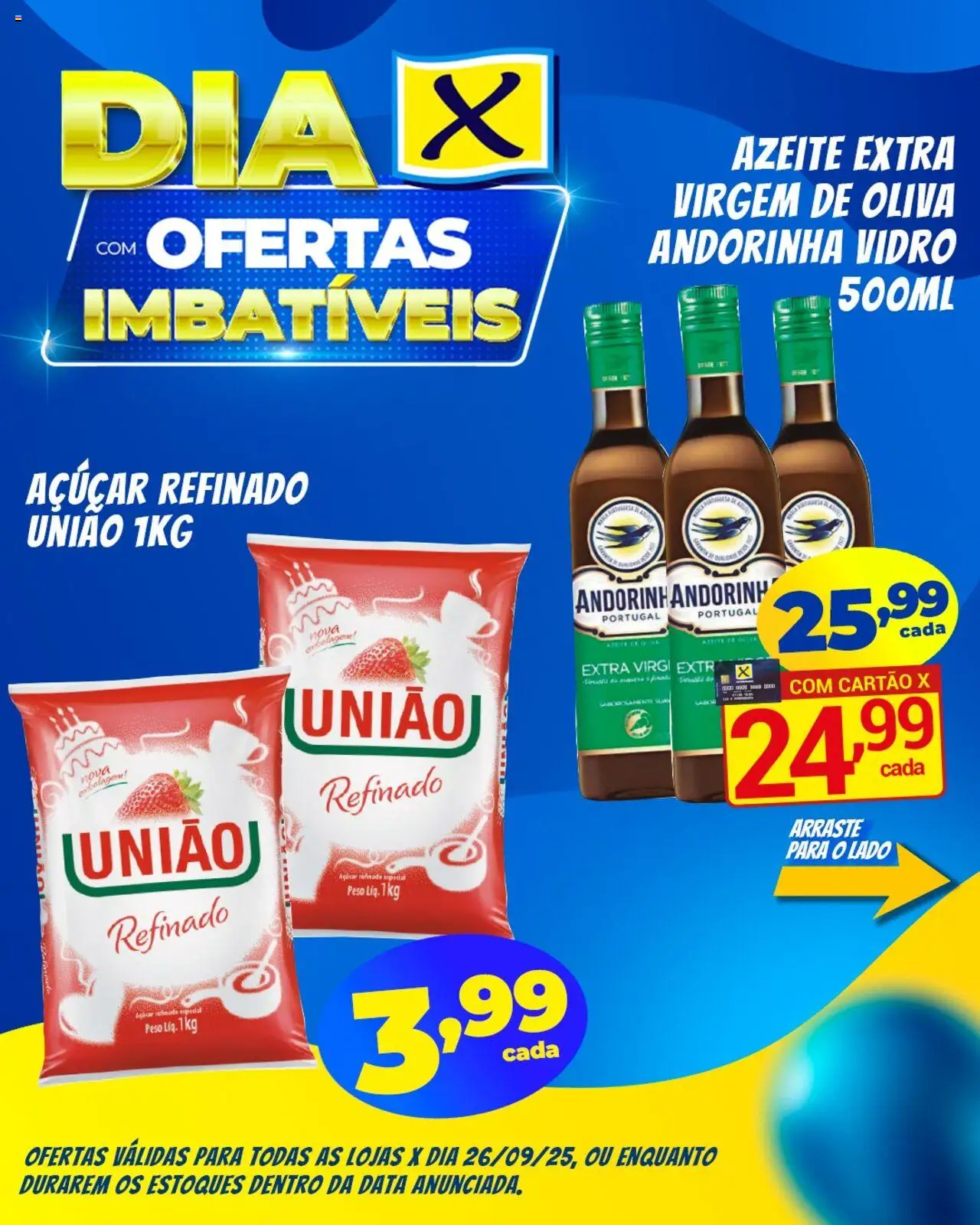 X Supermercados Folheto - válido de 26.09.2025 | Página: 3 | Produtos: Açúcar, Azeite