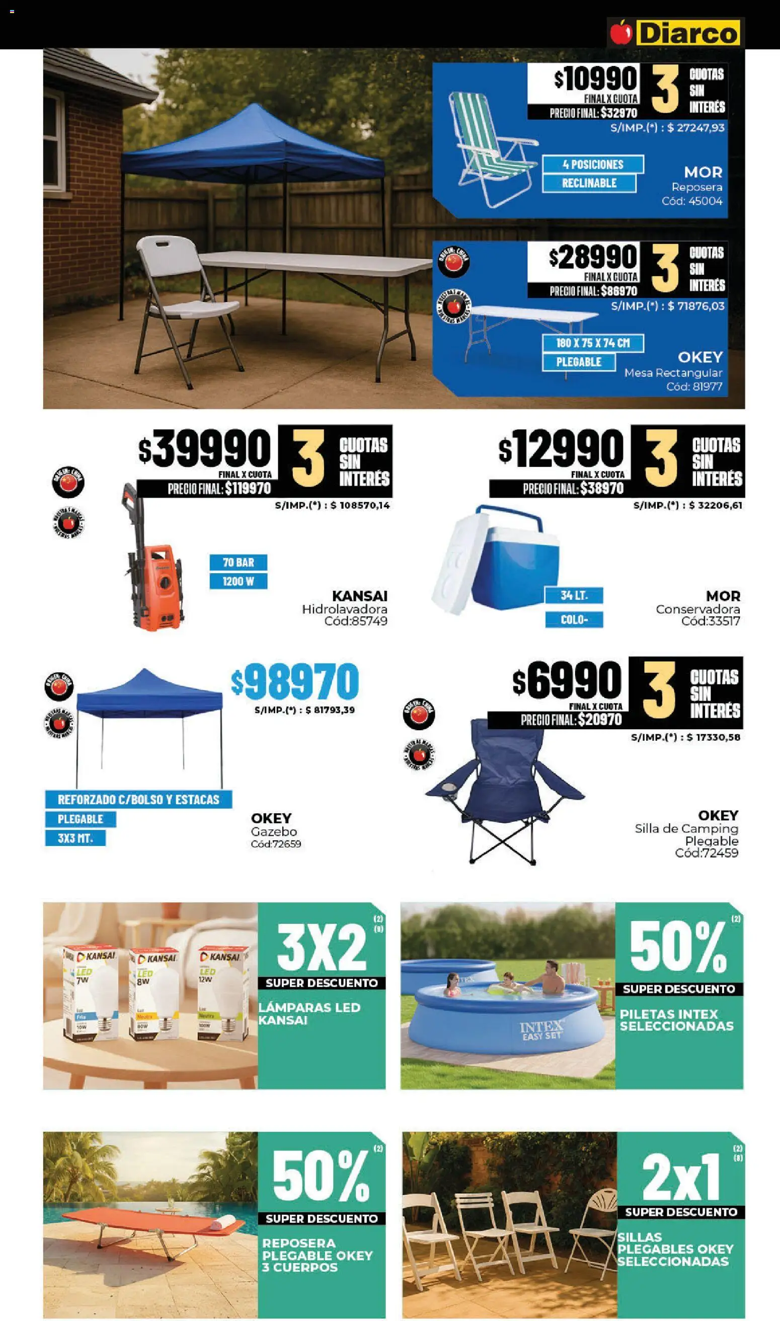Diarco ofertas │ válido desde el 03.11.2025 | Página: 23 | Productos: Reposera, Mesa, Silla, Hidrolavadora