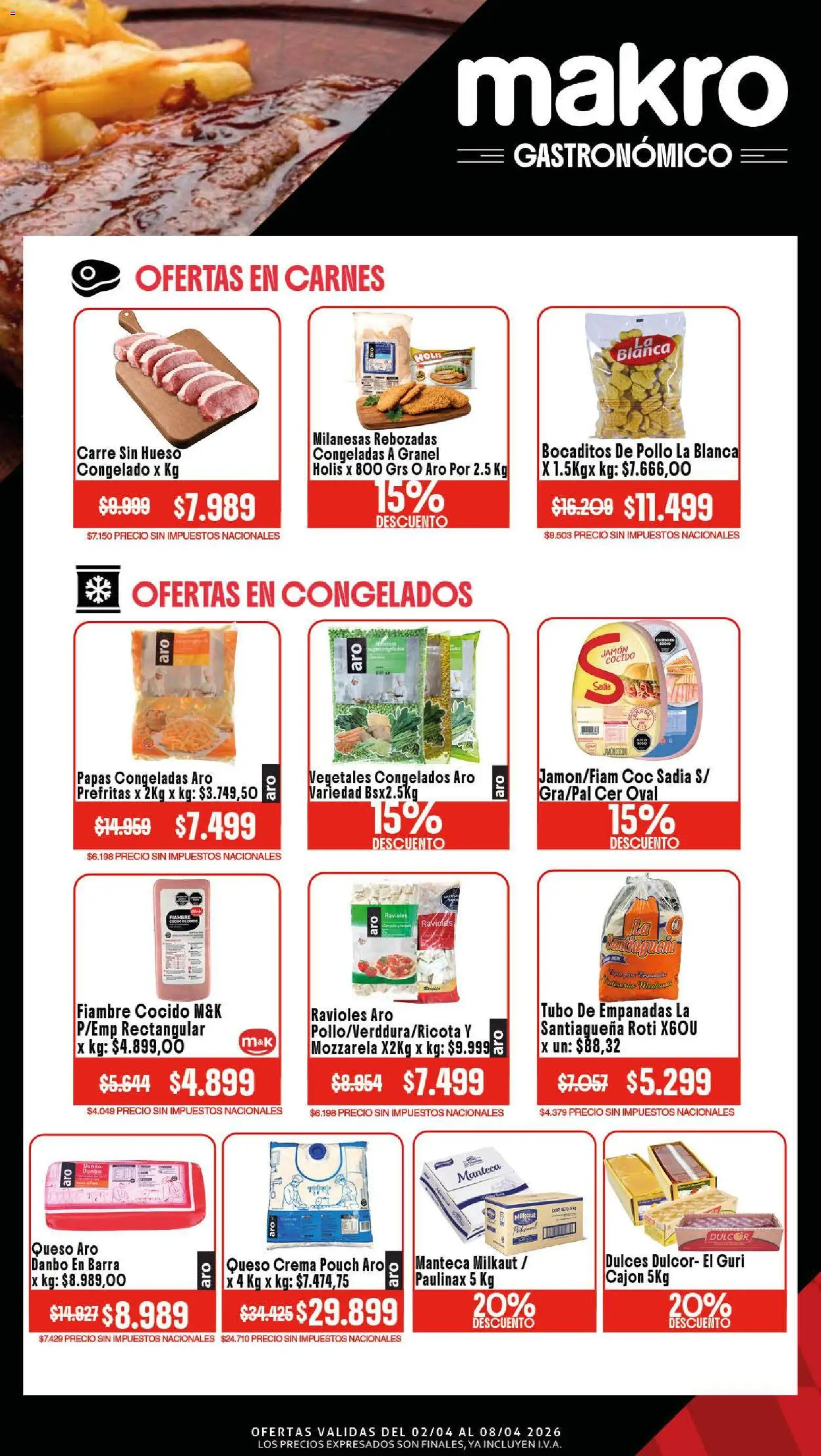 Makro Ofertas Gastronómico │ válido desde el 02.04.2026 | Página: 2 | Productos: Pollo, Queso crema, Queso, Crema