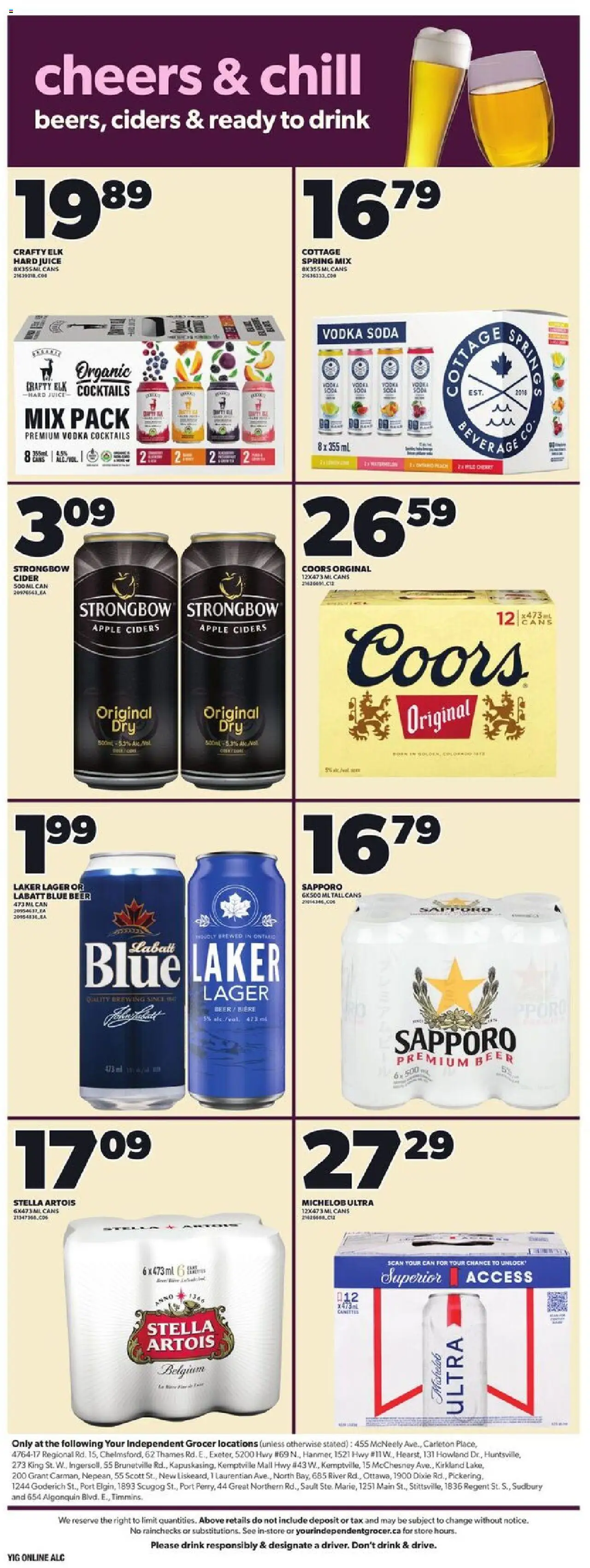 Independent Grocer flyer valid from 09.10.2025 | Page: 15 | Products: Vodka, Juice, Beer