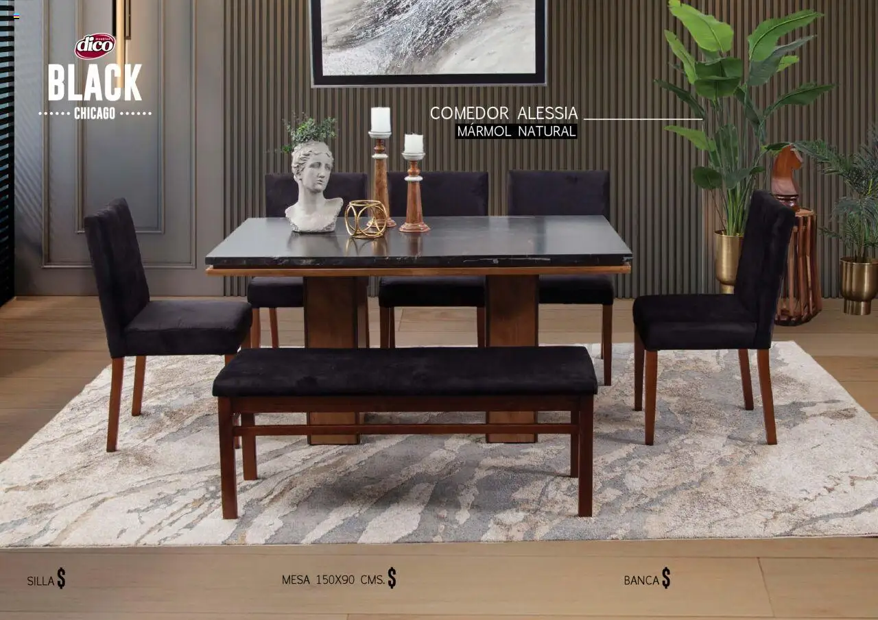 Nuevas ofertas de Muebles Dico válidas en toda la República Mexicana desde el 25.10.2024. ¡Encuentra las mejores ofertas en Muebles Dico catálogo Black Chicago! | Página: 19 | Productos: Silla, Mesa