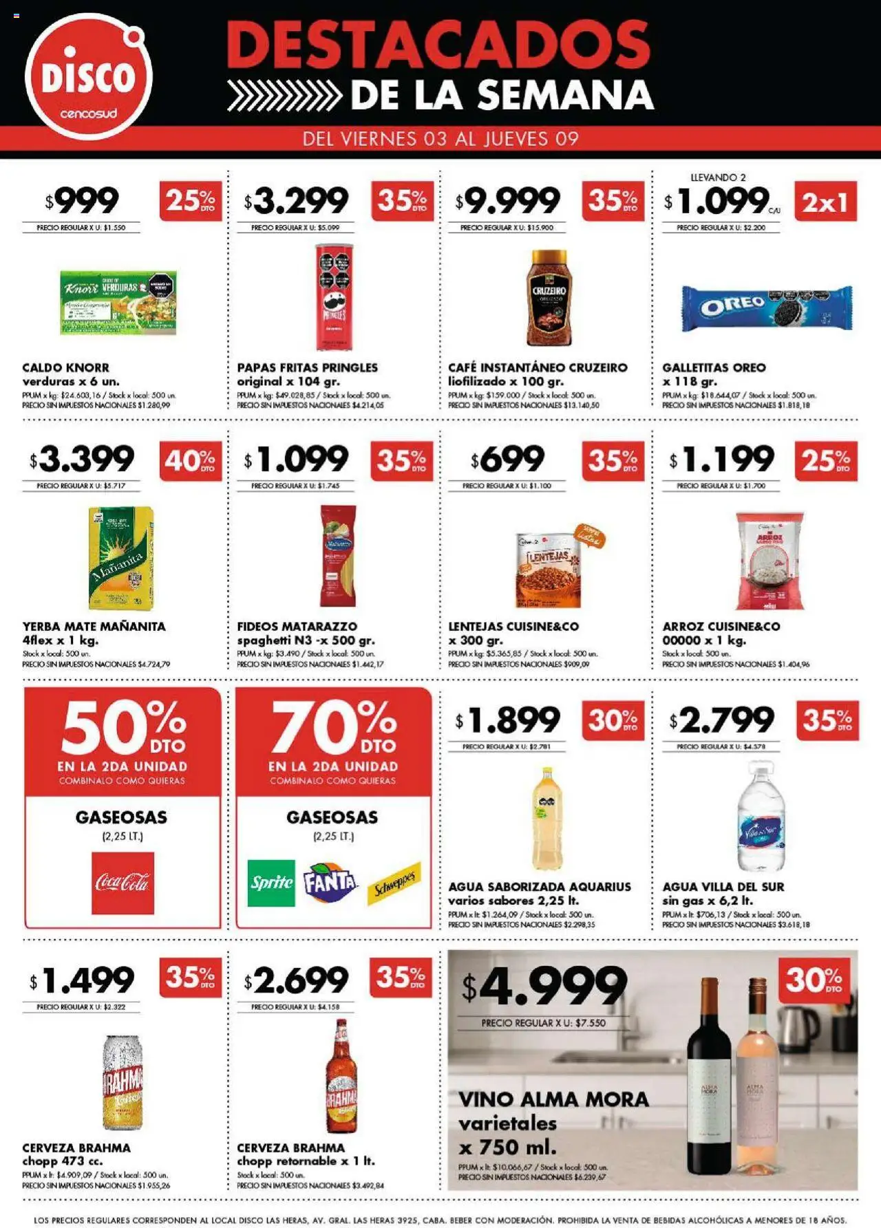 Disco ofertas │ válido desde el 03.10.2025 | Página: 8 | Productos: Disco, Agua, Agua saborizada, Papas fritas