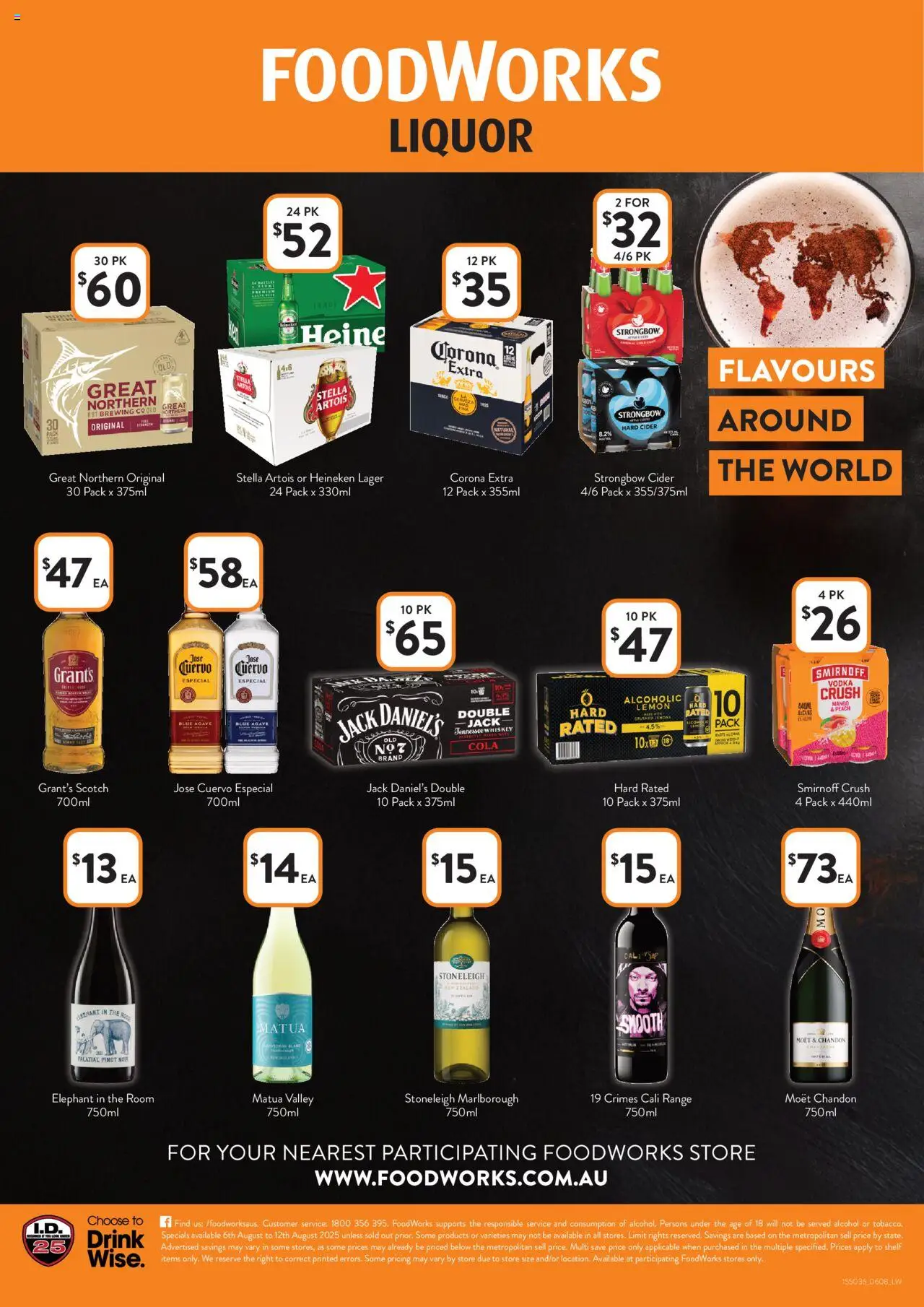 Foodworks catalogue - valid from 06.08.2025 | Page: 1 | Products: Vodka, Scotch, Mango, Peach