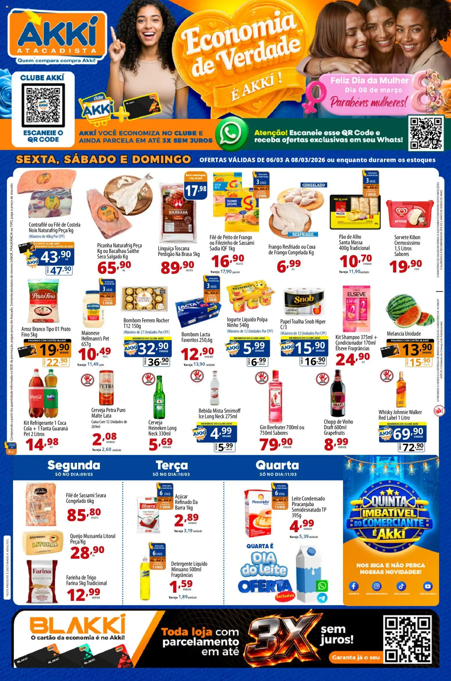Akki Atacadista Folheto - válido de 06.03.2026 | Página: 1 | Produtos: Papel toalha, Alho, Leite, Cerveja
