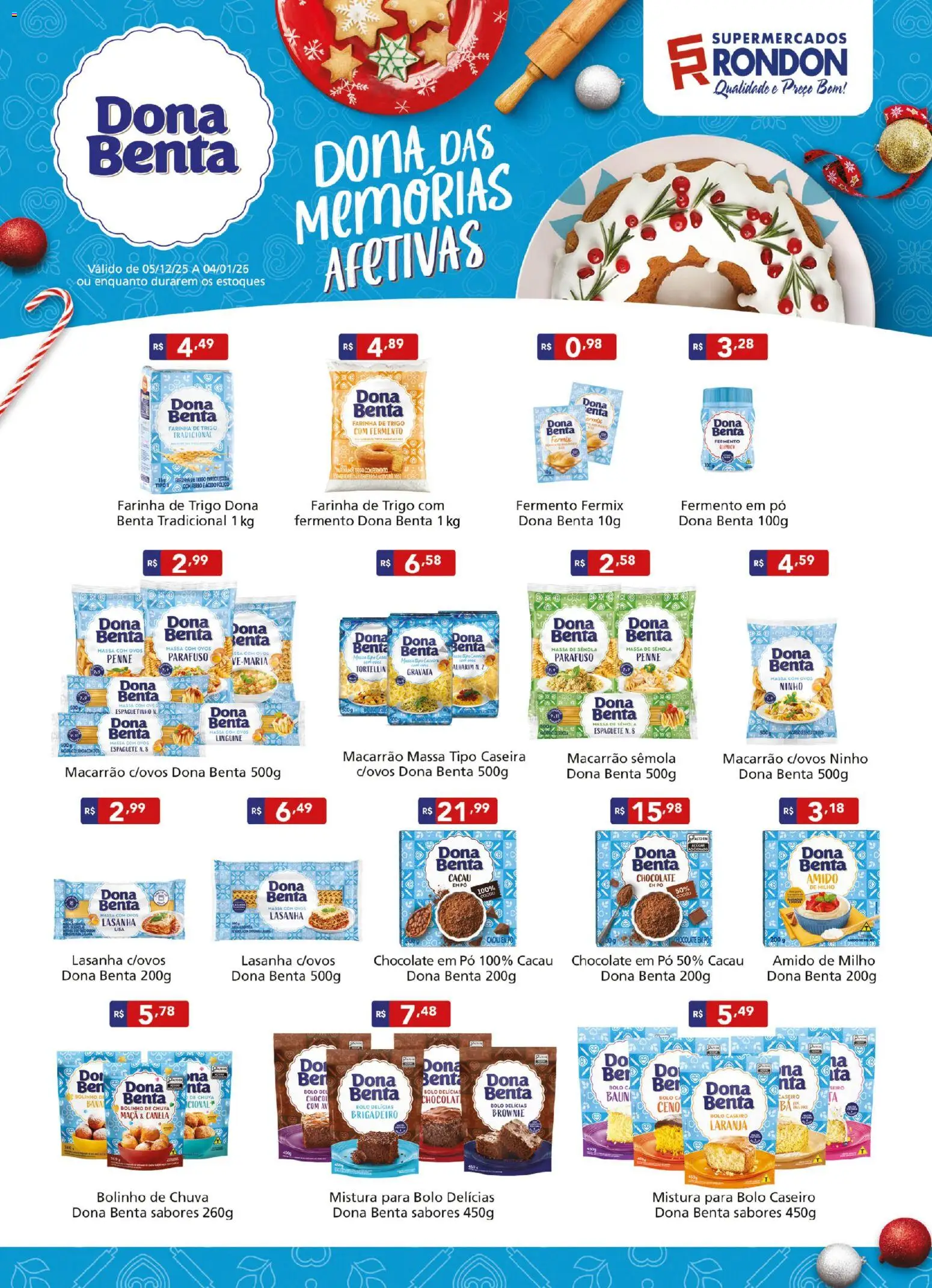 Supermercados Rondon Folheto - válido de 05.12.2025 | Página: 1 | Produtos: Ferro, Farinha de trigo, Amido de milho, Massa