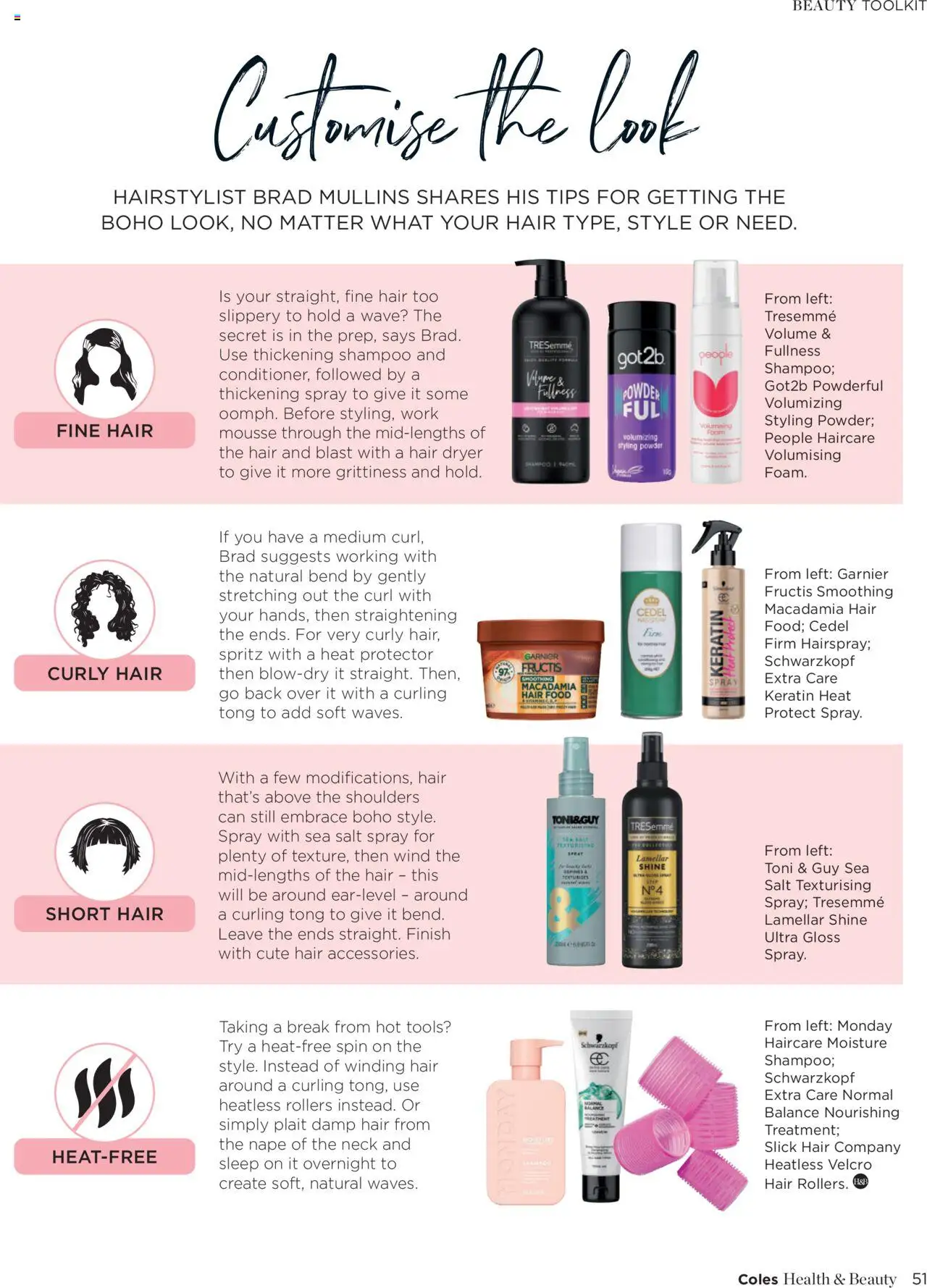 Coles catalogue - valid from 07.10.2025 | Page: 51 | Products: Shampoo, Salt, Curly, Hair dryer