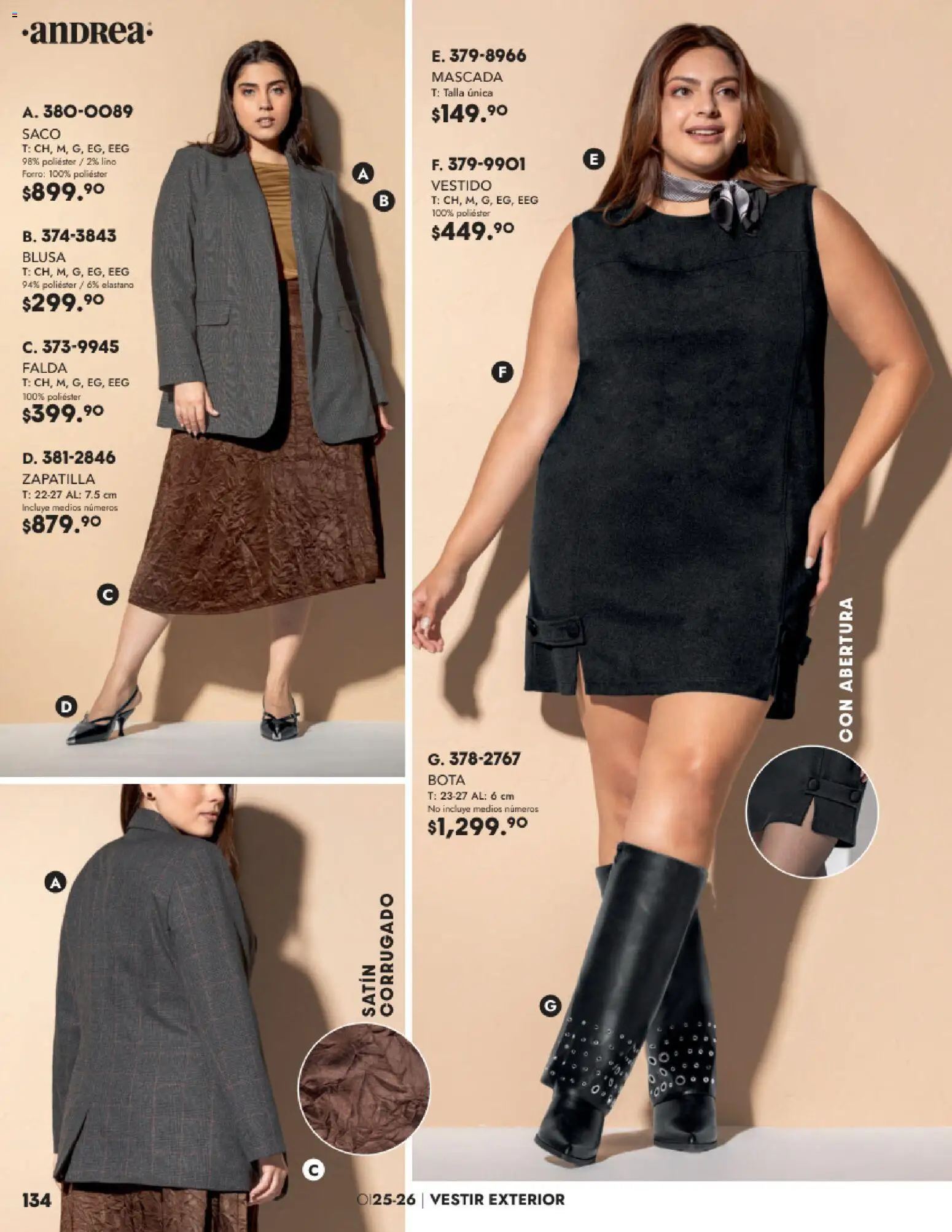 Nuevas ofertas de Andrea válidas en toda la República Mexicana desde el 26.11.2025. ¡Encuentra las mejores ofertas en Andrea catálogo Vestir! | Página: 134 | Productos: Blusa, Vestido, Falda