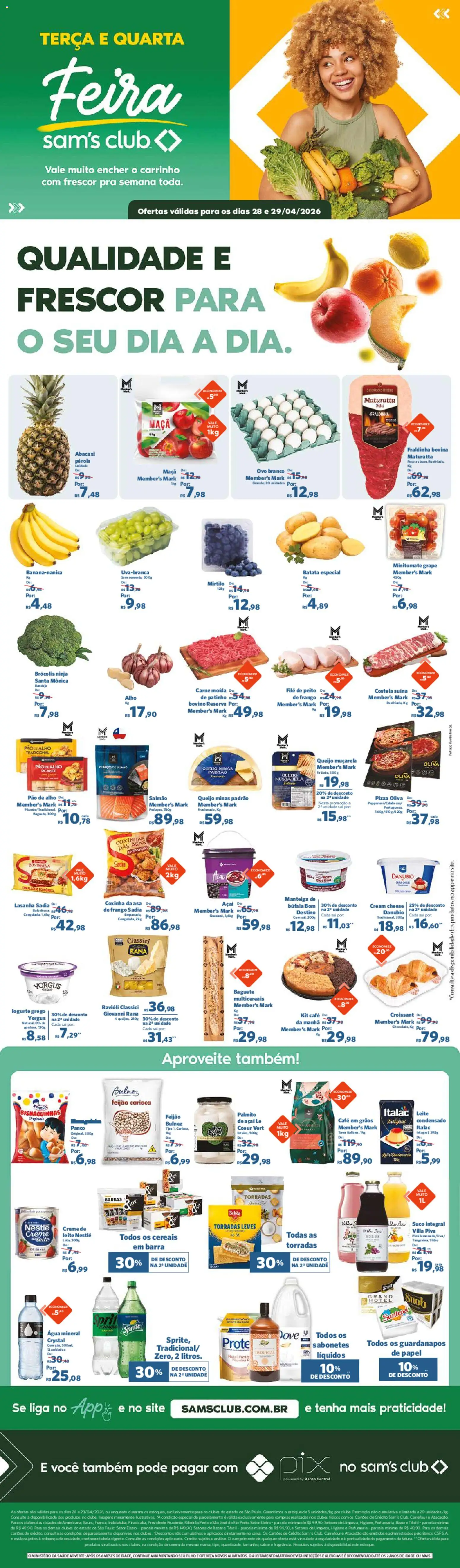 Sam's Club Folheto - válido de 28.04.2026 | Página: 1 | Produtos: Fraldinha, Manteiga, Queijo, Pão