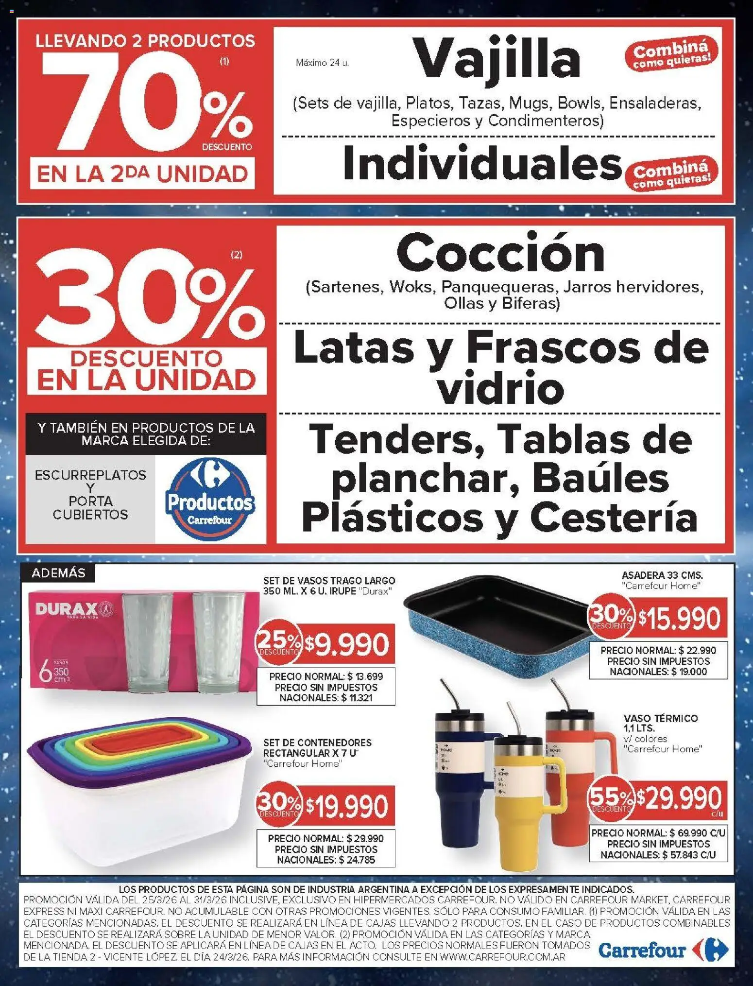 Carrefour ofertas │ válido desde el 25.03.2026 | Página: 25 | Productos: Caso, Asadera, Sobre, Vasos