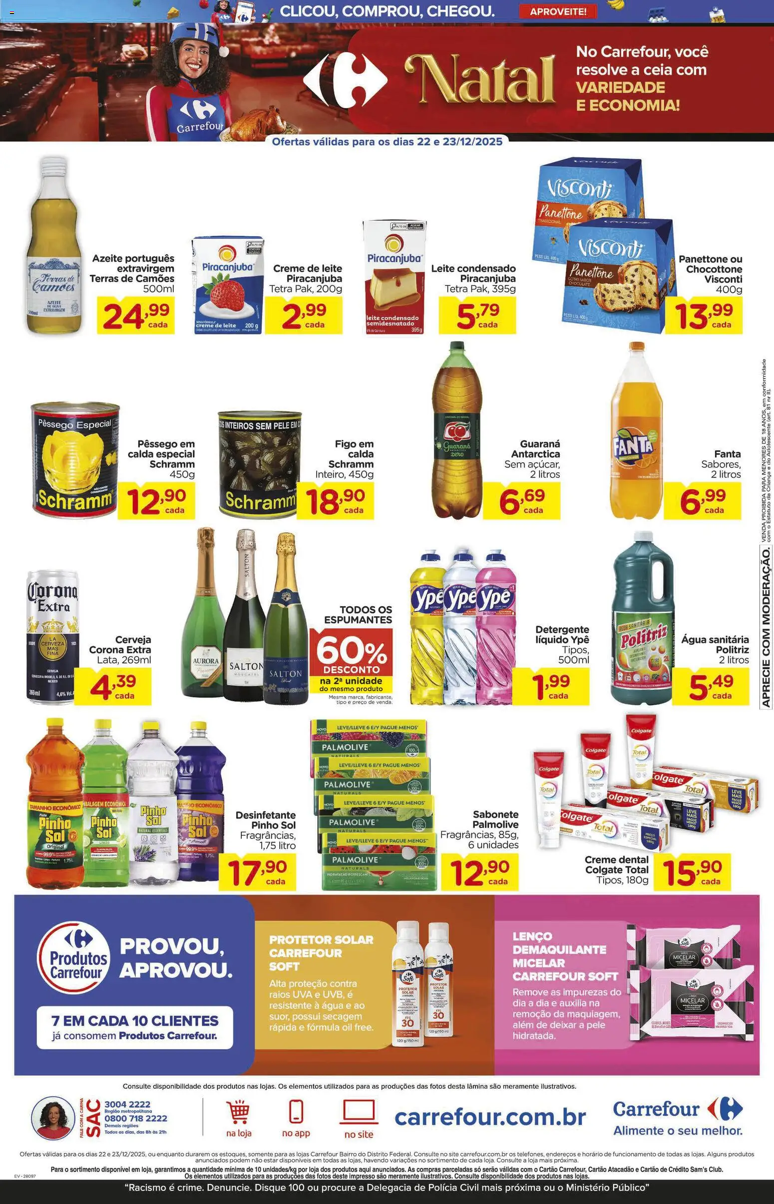 Carrefour Bairro Folheto - válido de 22.12.2025 | Página: 3 | Produtos: Pêssego, Detergente, Panettone, Leite condensado