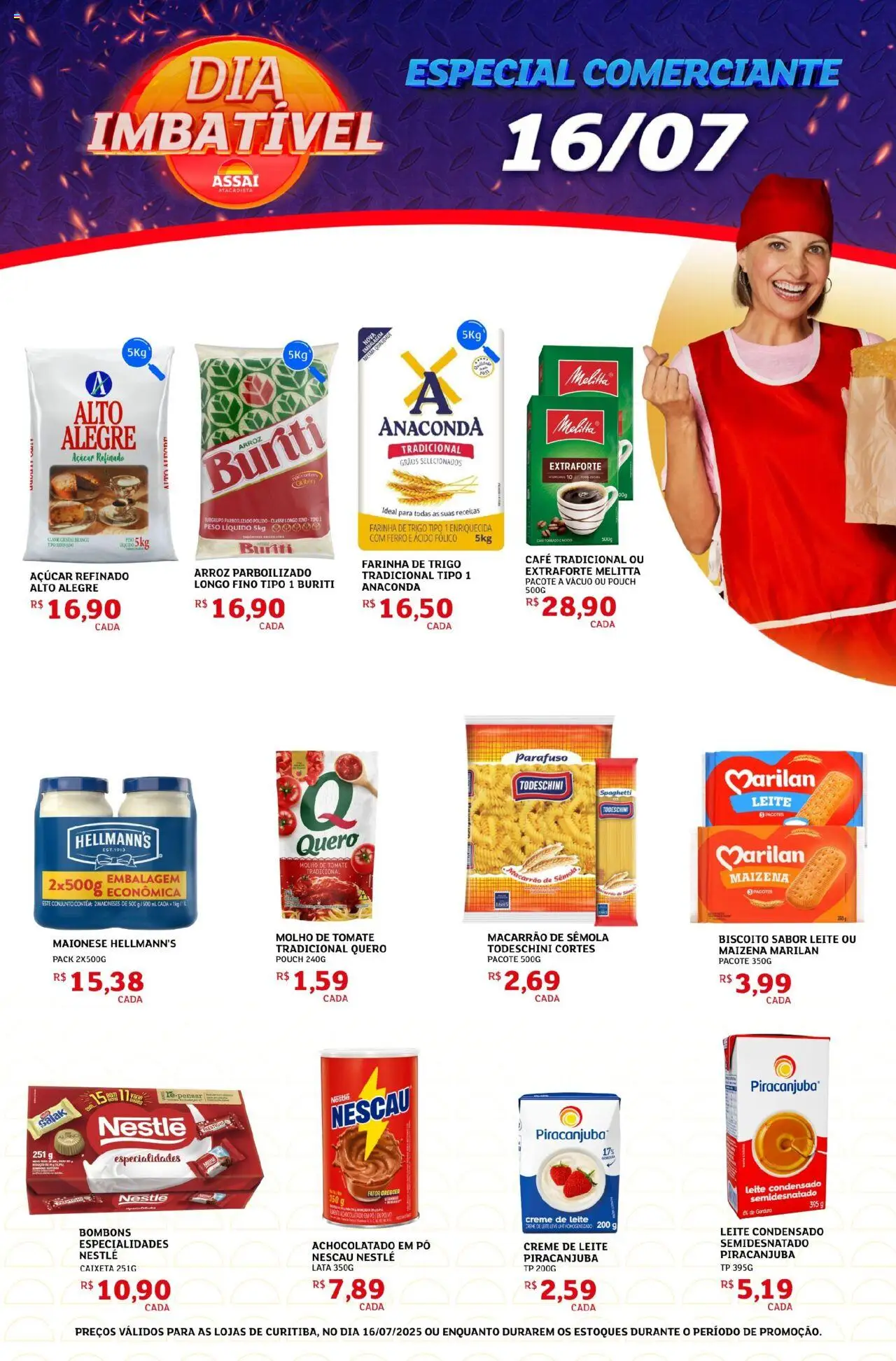 Assaí Atacadista Folheto - válido de 16.07.2025 | Página: 1 | Produtos: Nescau, Farinha de trigo, Arroz, Leite condensado