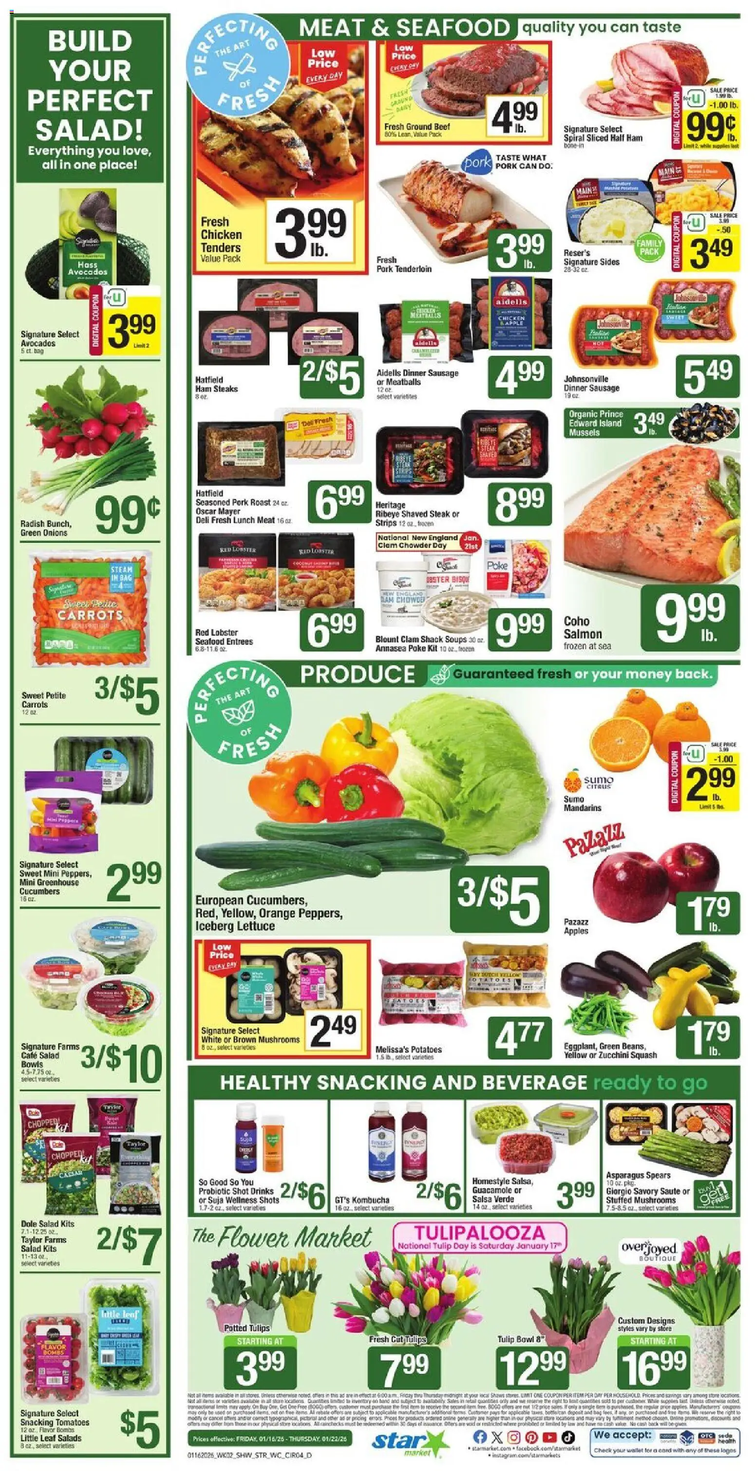 Star Market Weekly Ad - MA - valid from 16.01.2026 | Page: 4 | Products: Squash, Pork, Potatoes, Bag
