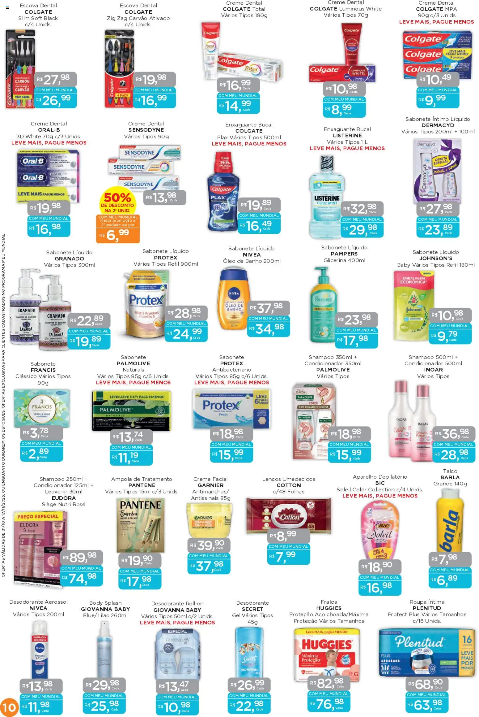 Mundial Folheto - válido de 31.10.2025 | Página: 10 | Produtos: Desodorante, Enxaguante bucal, Óleo, Creme dental