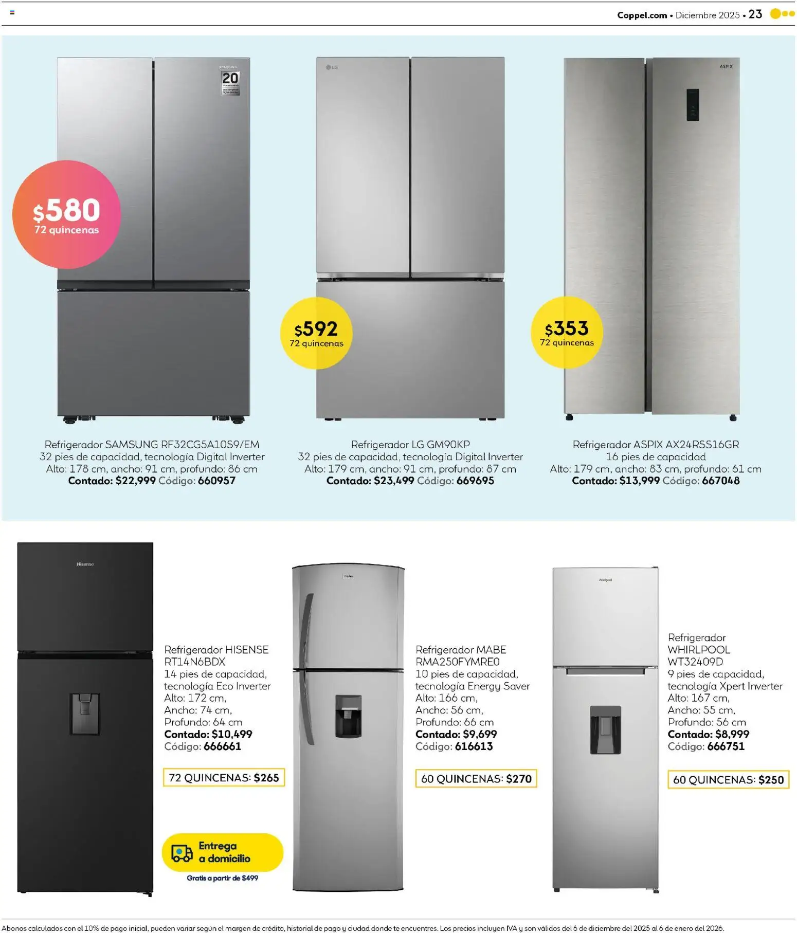 Nuevas ofertas de Coppel válidas en toda la República Mexicana desde el 06.12.2025. ¡Encuentra las mejores ofertas en Coppel catálogo Encuentra todo para el intercambio! | Página: 23 | Productos: Refrigerador