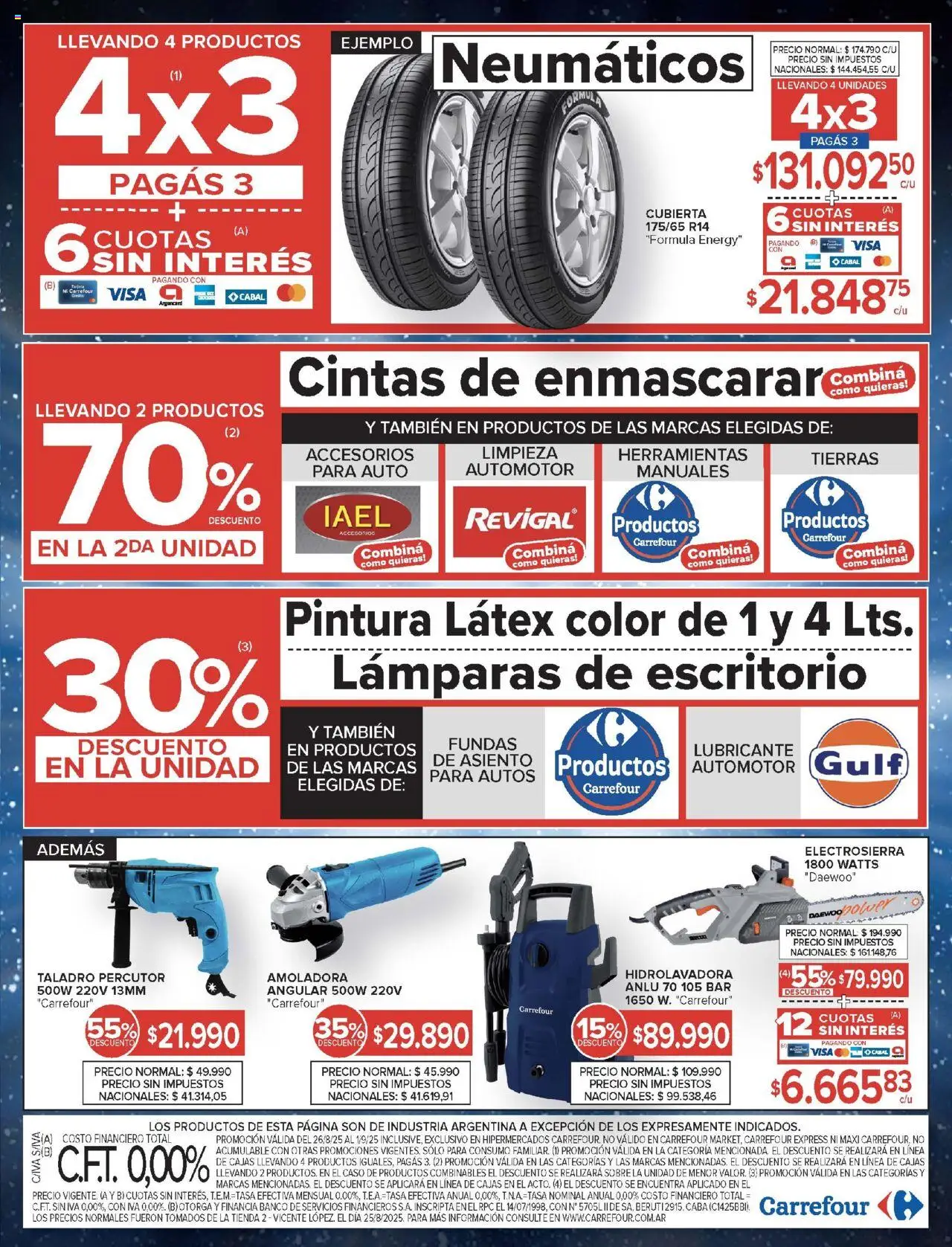 Carrefour ofertas │ válido desde el 26.08.2025 | Página: 19 | Productos: Pintura, Amoladora, Taladro, Hidrolavadora