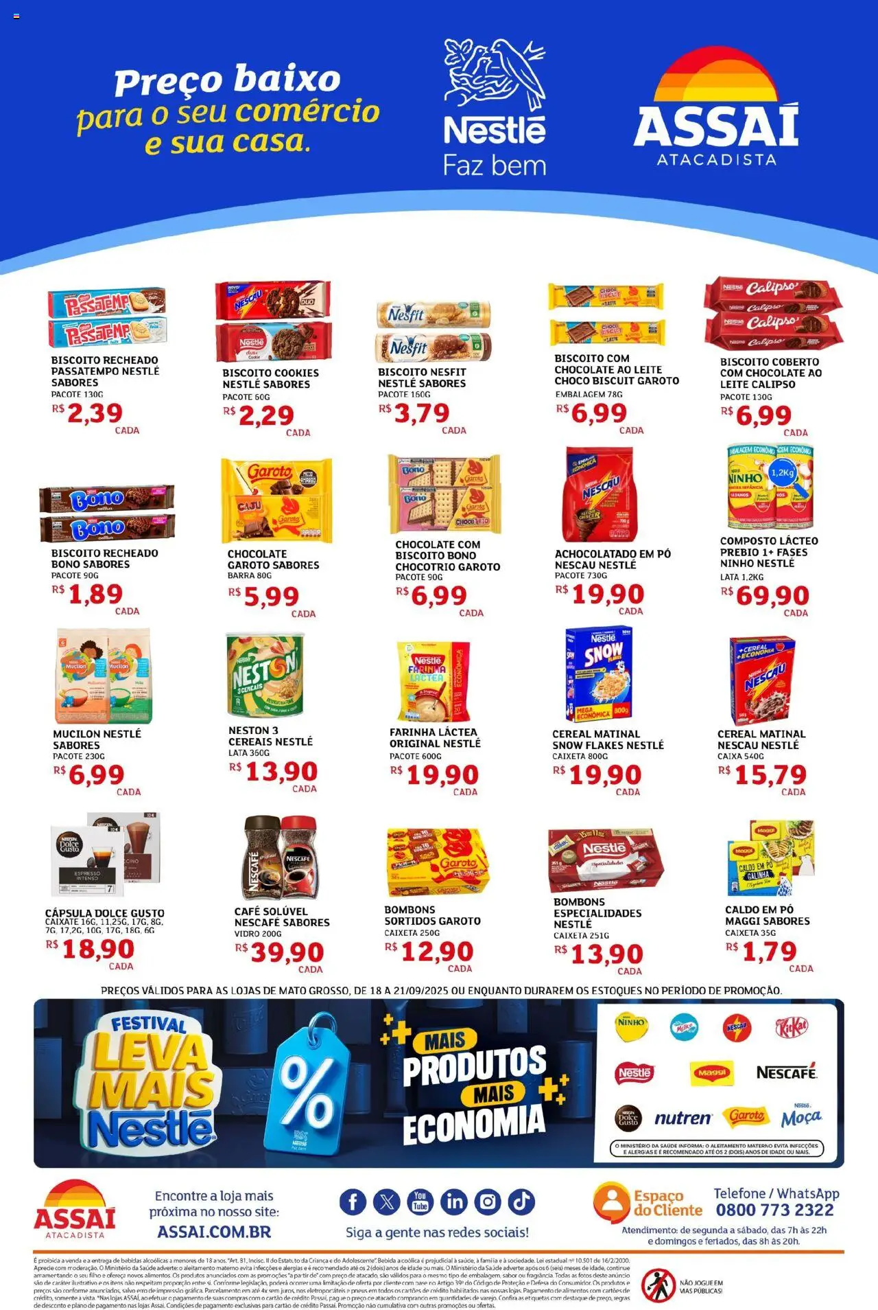 Assaí Atacadista Folheto - válido de 18.09.2025 | Página: 4 | Produtos: Nescau, Pneus, Mucilon, Cookies