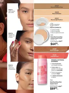 Vista previa de Matte Real maquillaje compacto para rostro, Controla el brillo, Sella el maquillaje, Deja una apariencia suave. 3 tonos. 7 g, nuevo folleto de la tienda, válido en México a partir del 28.11.2025 | Página: 101 | Productos: Brillo, Barra, Mate, Rubor