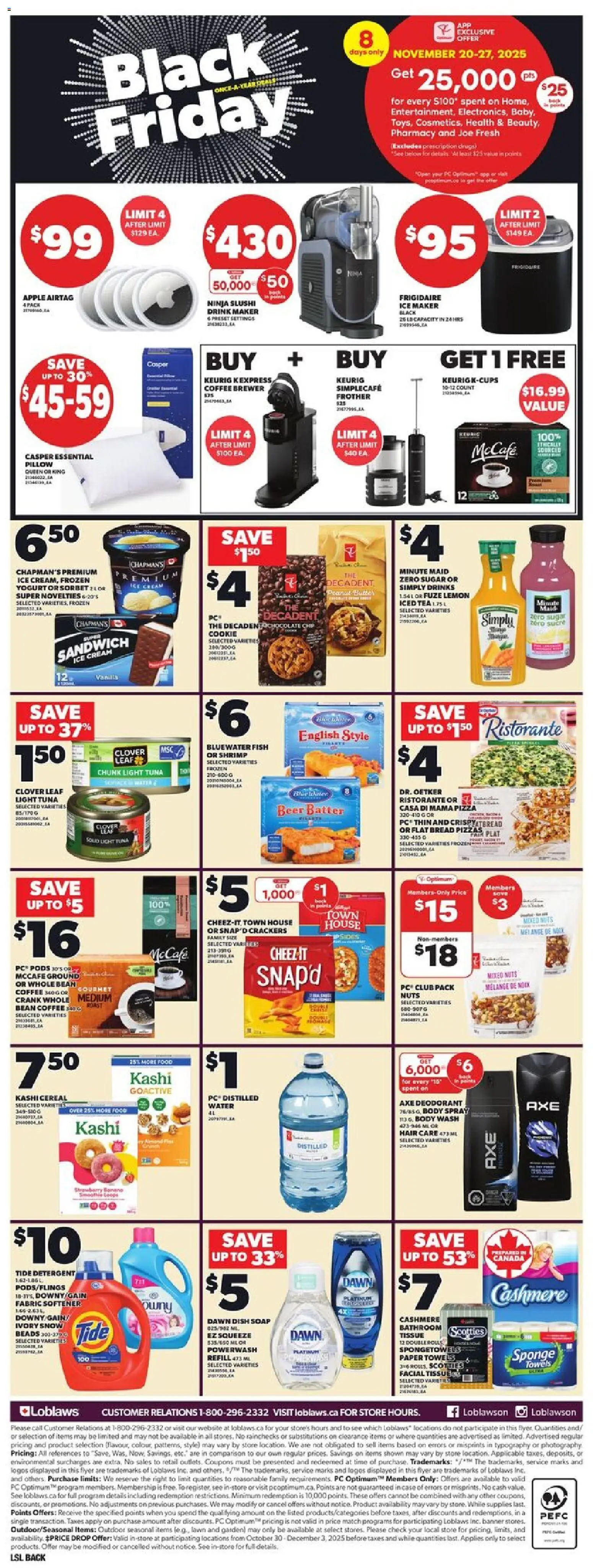 Loblaws flyer valid from 20.11.2025 | Page: 4 | Products: PC, Soap, Bread, Chocolate