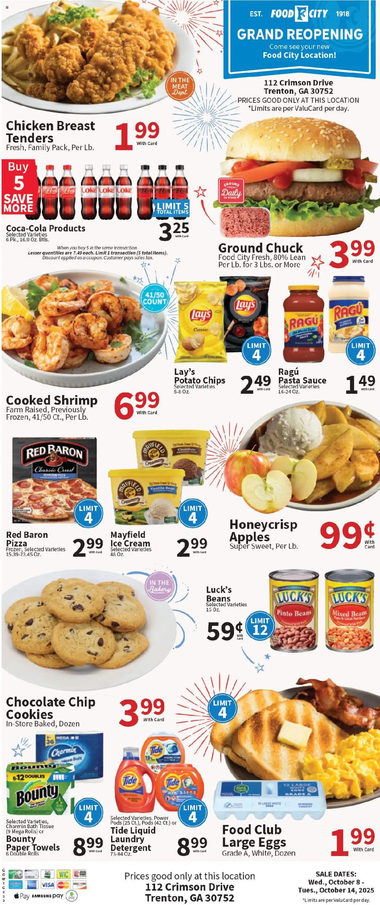 Food City Weekly Ad - valid from 08.10.2025 | Page: 1 | Products: Bakery, Chocolate, Cookies, Chocolate Chip