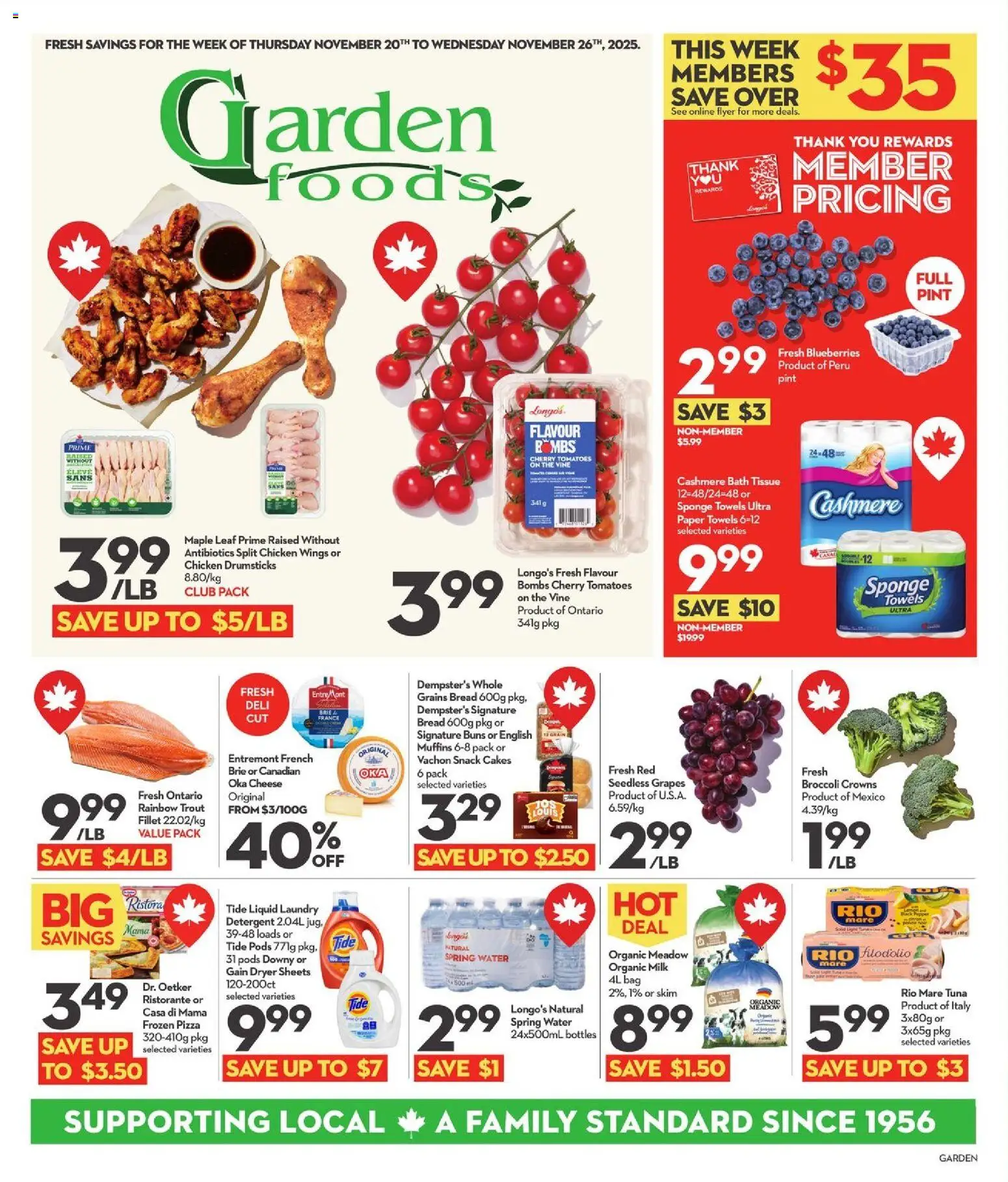 Longo's flyer valid from 20.11.2025 | Page: 1 | Products: Bag, Dryer, Sponge, Cheese