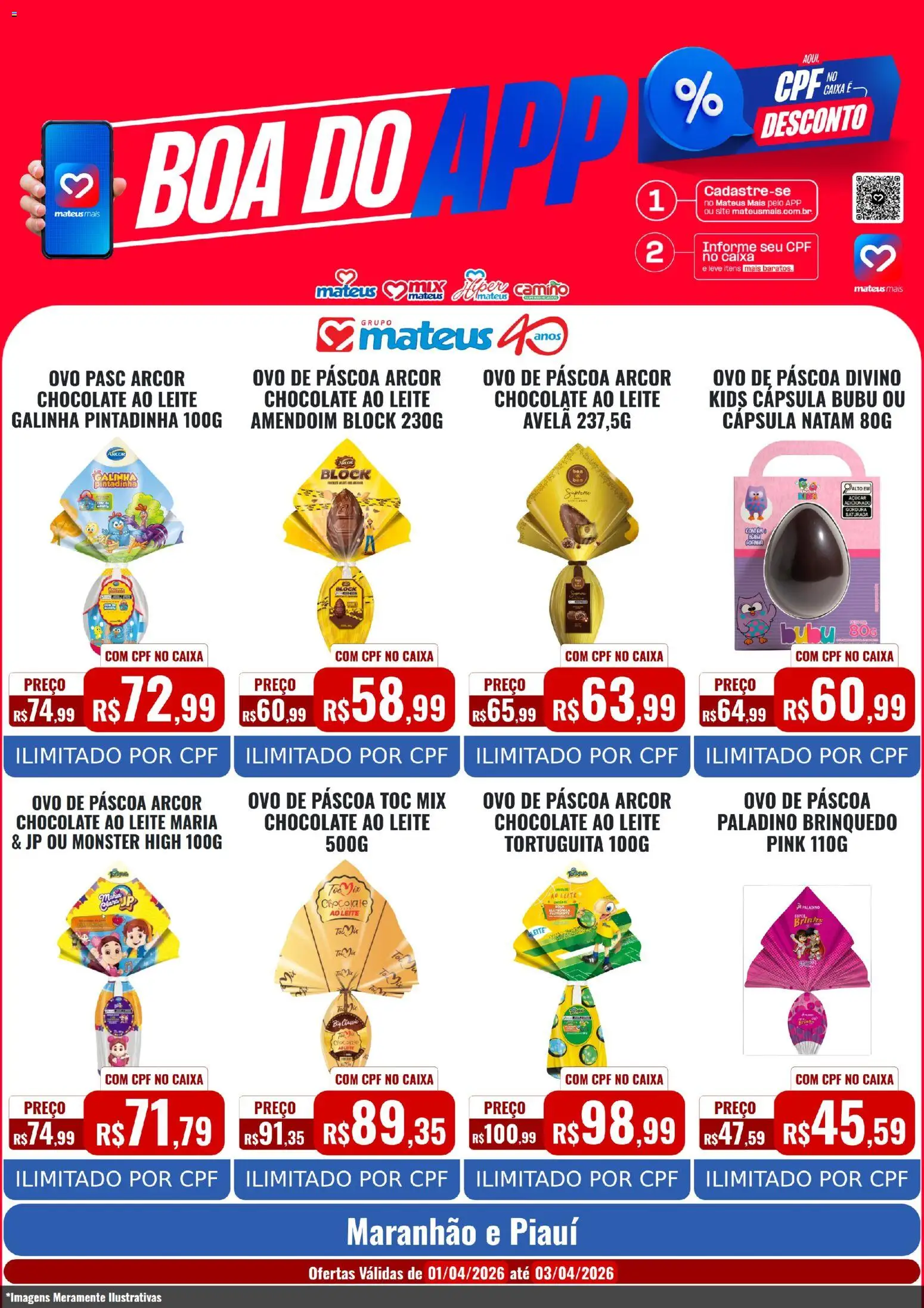 Mateus Folheto - válido de 01.04.2026 | Página: 3 | Produtos: Amendoim, Caixa, Leite, Chocolate