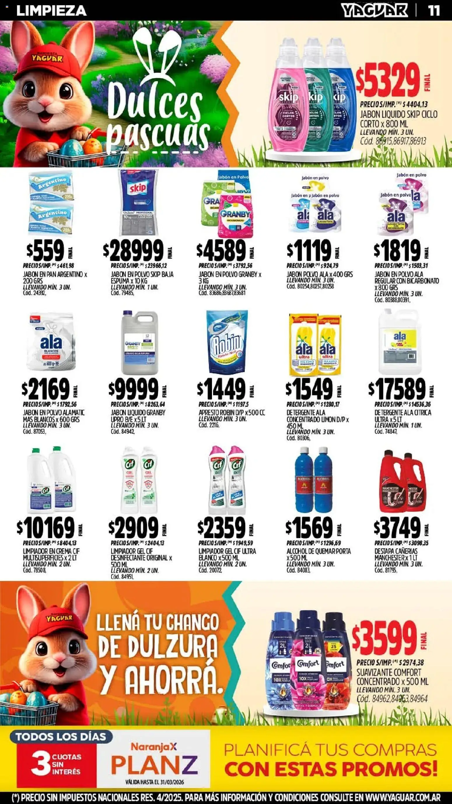 Yaguar catálogo │ válido desde el 16.03.2026 | Página: 11 | Productos: Jabón en polvo, Limón, Suavizante, Limpiador