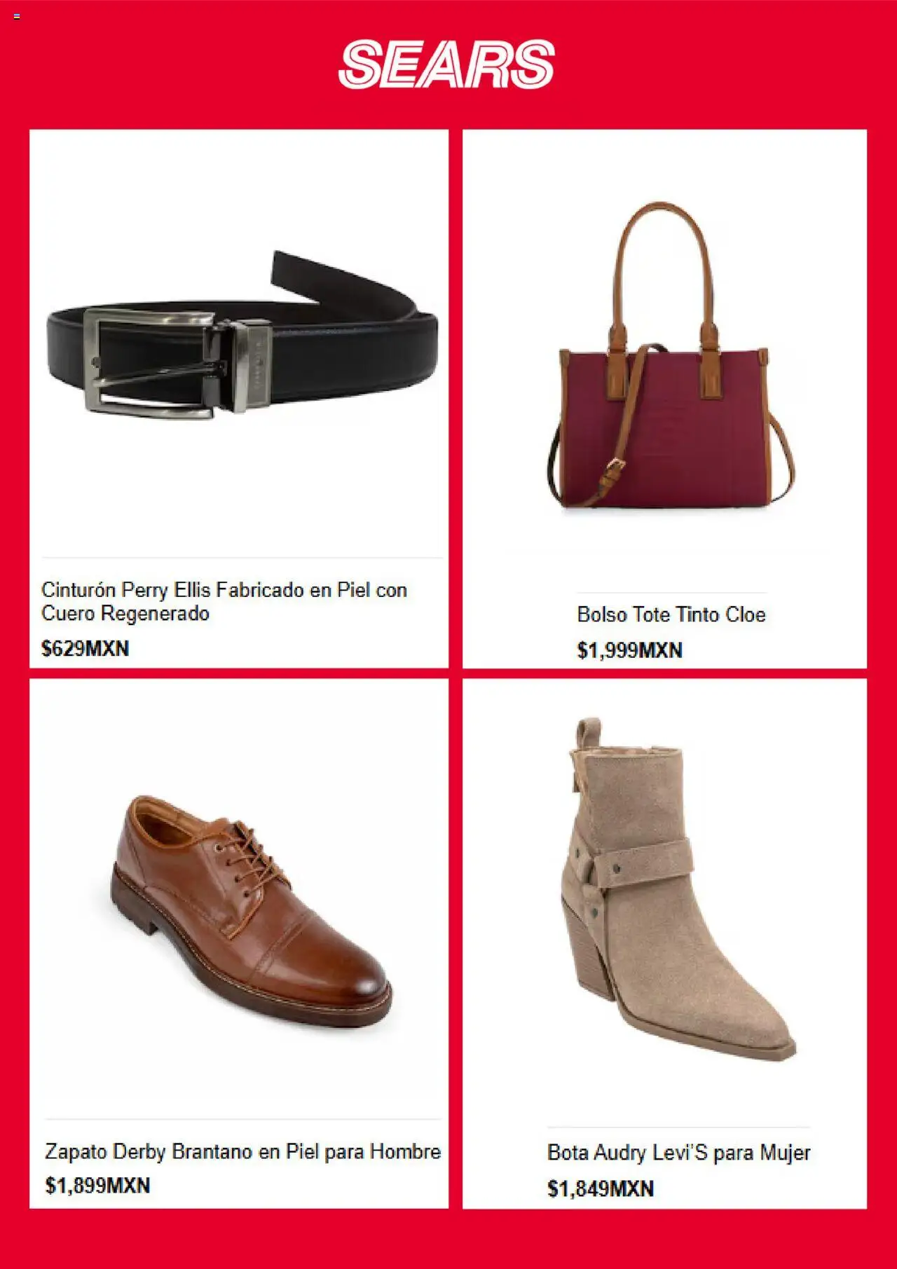 Nuevas ofertas de Sears válidas en toda la República Mexicana desde el 23.09.2025. ¡Encuentra las mejores ofertas en Sears - Promociones! | Página: 5 | Productos: Cinturón, Bolso