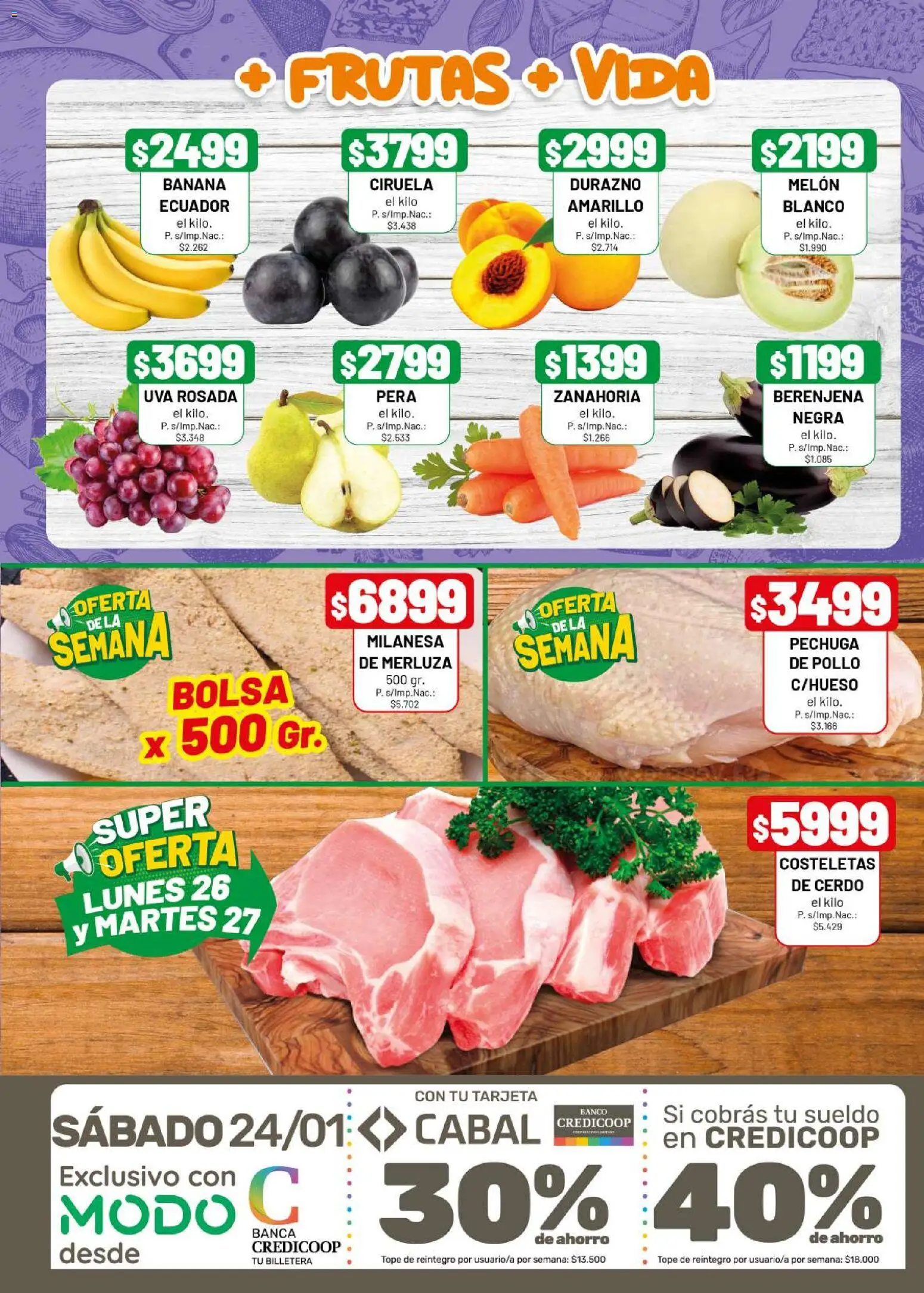 Almacor catálogo │ válido desde el 22.01.2026 | Página: 3 | Productos: Banana, Milanesa, Pera, Billetera