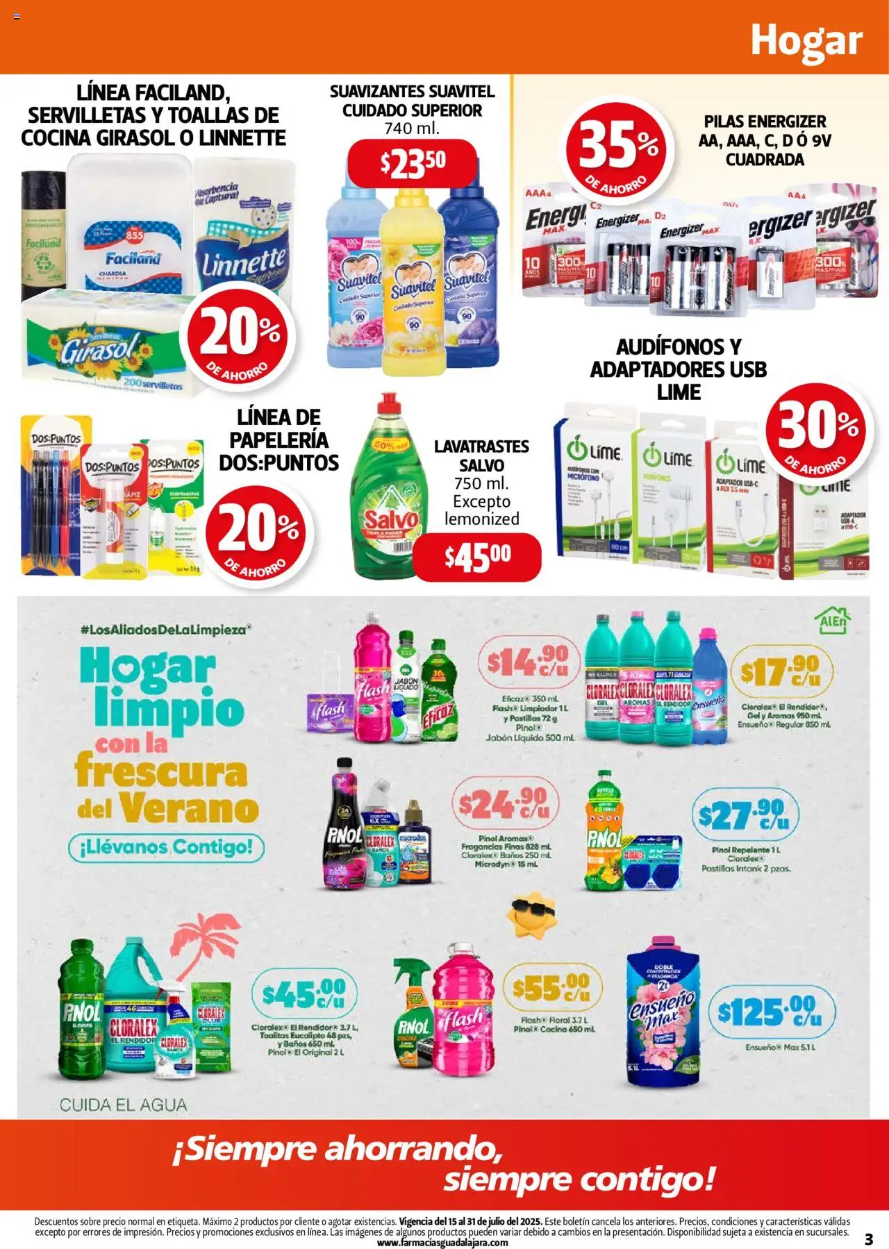 Nuevas ofertas de Farmacia Guadalajara válidas en toda la República Mexicana desde el 15.07.2025. ¡Encuentra las mejores ofertas en Farmacia Guadalajara - Catálogo! | Página: 3 | Productos: Limpiador, Micrófono, Servilletas, Sobre