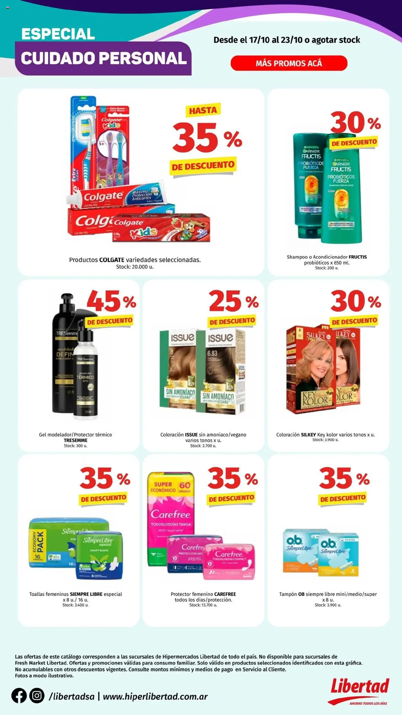Hipermercado Libertad - Cuidado personal  │ válido desde el 17.10.2025 | Página: 1 | Productos: Toallas, Shampoo, Acondicionador, Té