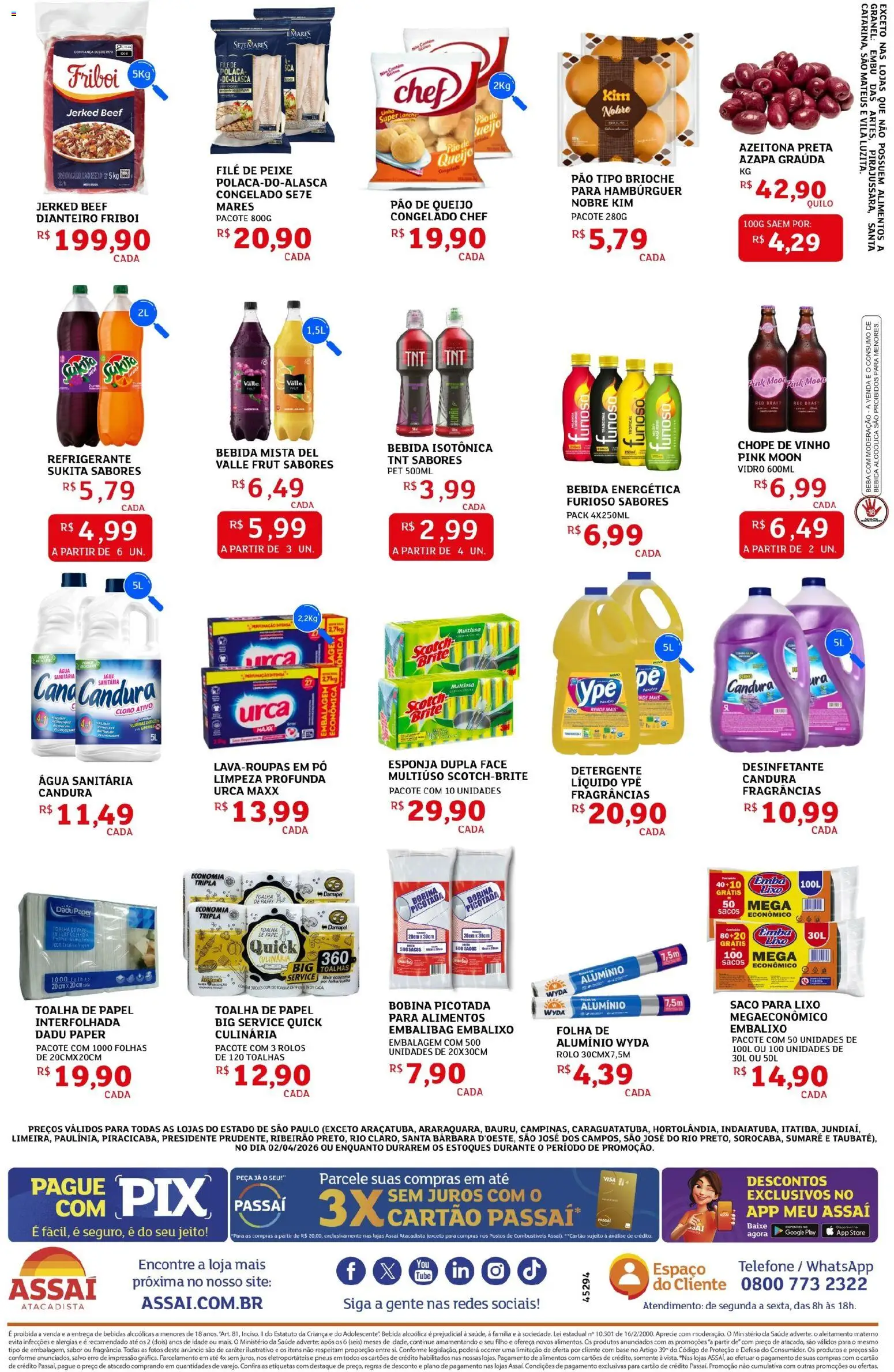 Assaí Atacadista Folheto - válido de 02.04.2026 | Página: 2 | Produtos: Pó, Pão, Pneus, Desinfetante
